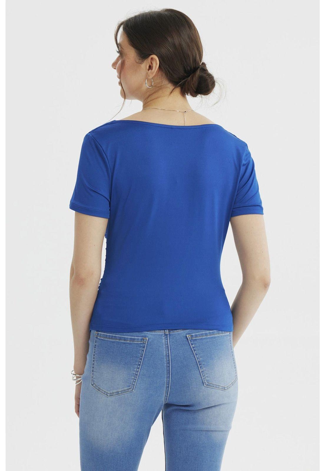 Polera Mujer Drapeado Basta Azul-2