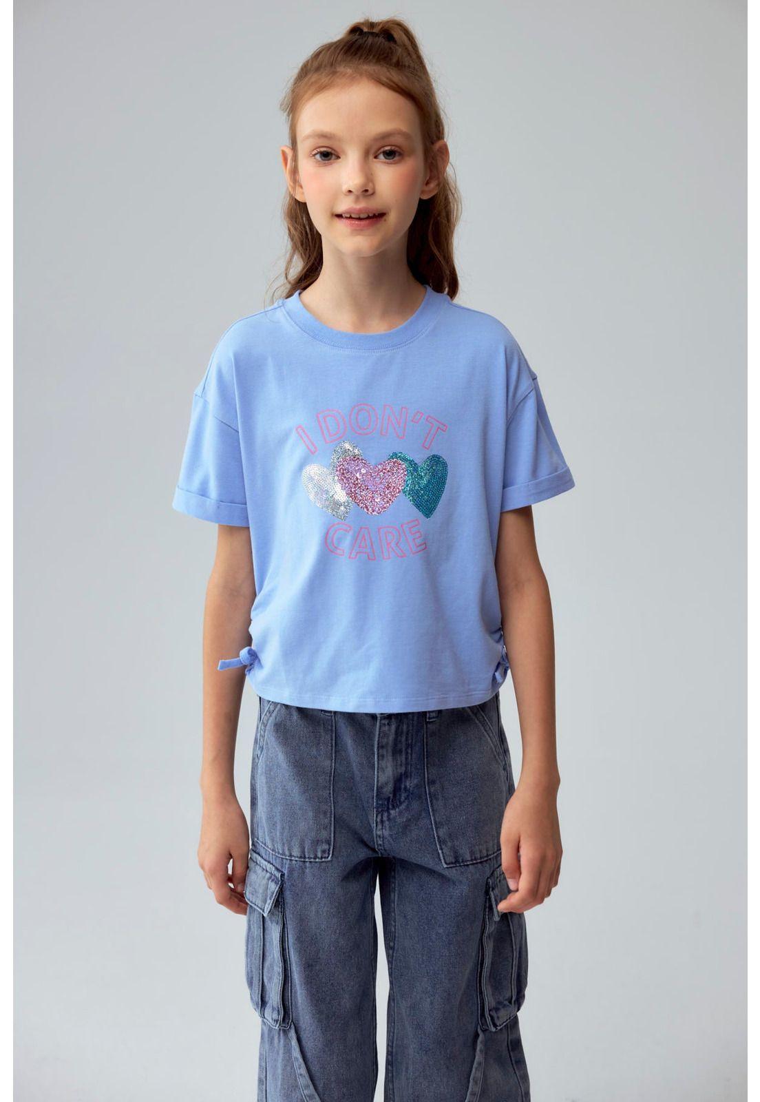 Polera Niña Print Posicional Celeste Oscuro-0