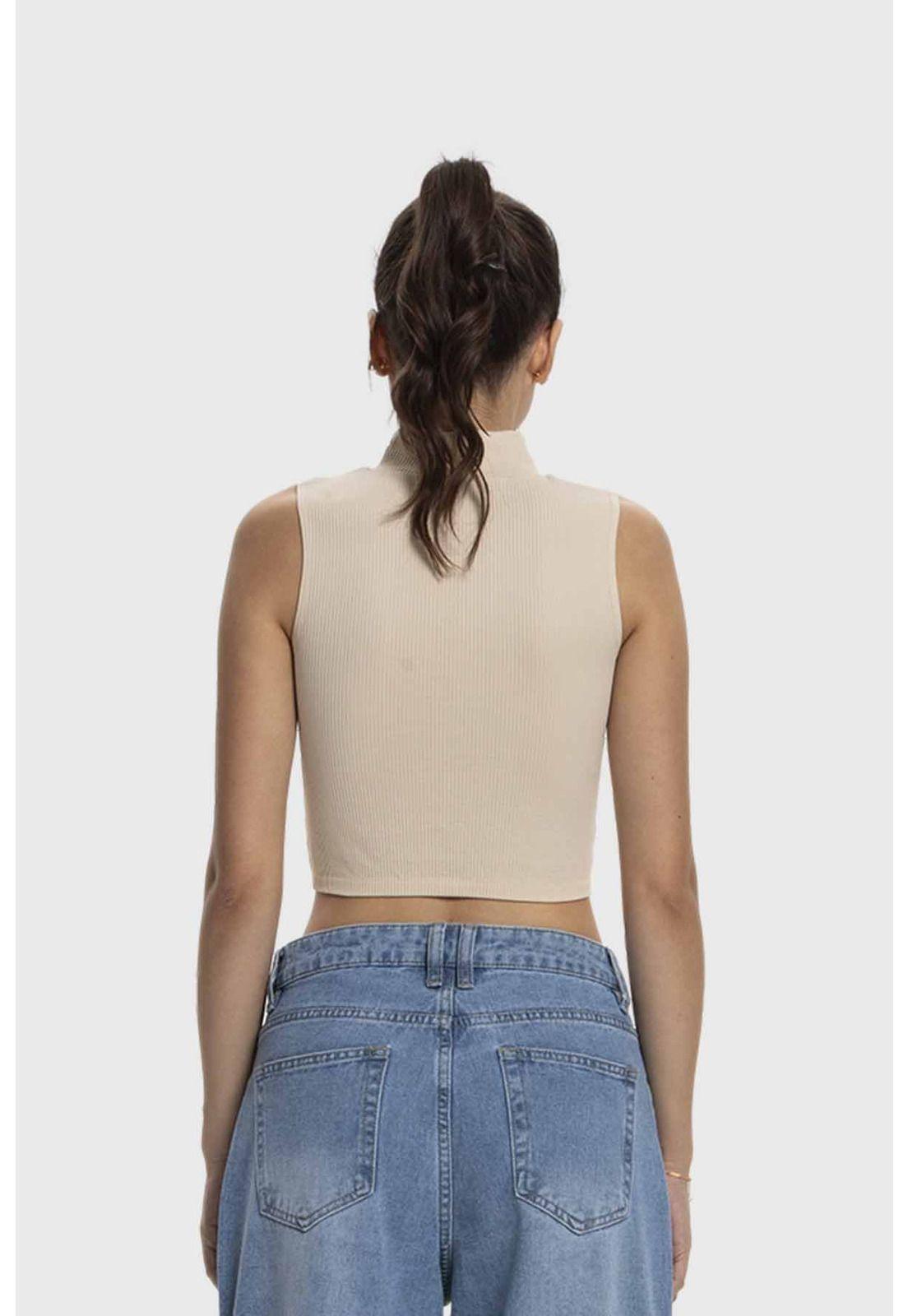 Polera Mujer Estilo Peto Beige-2