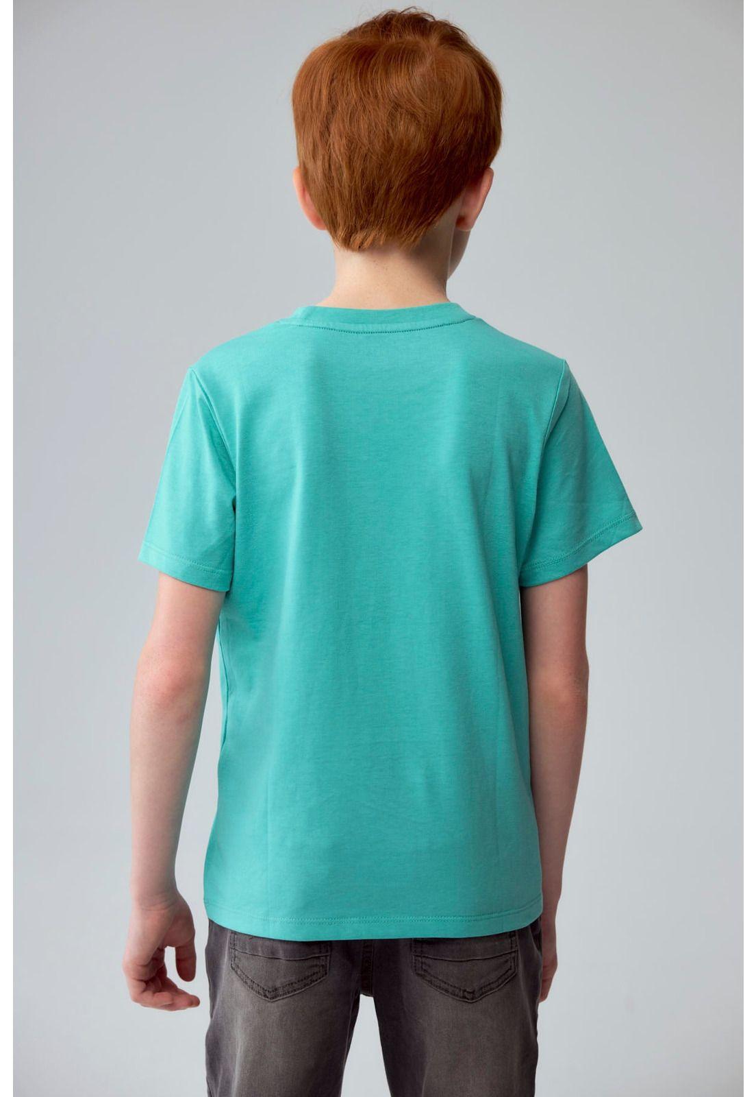 Polera Niño Básica Estampada Verde Claro-2