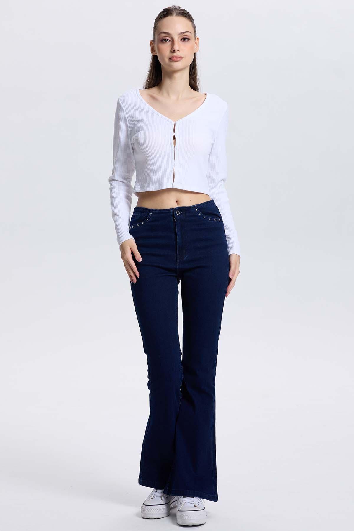 Sweater Mujer Botones Blanco-3