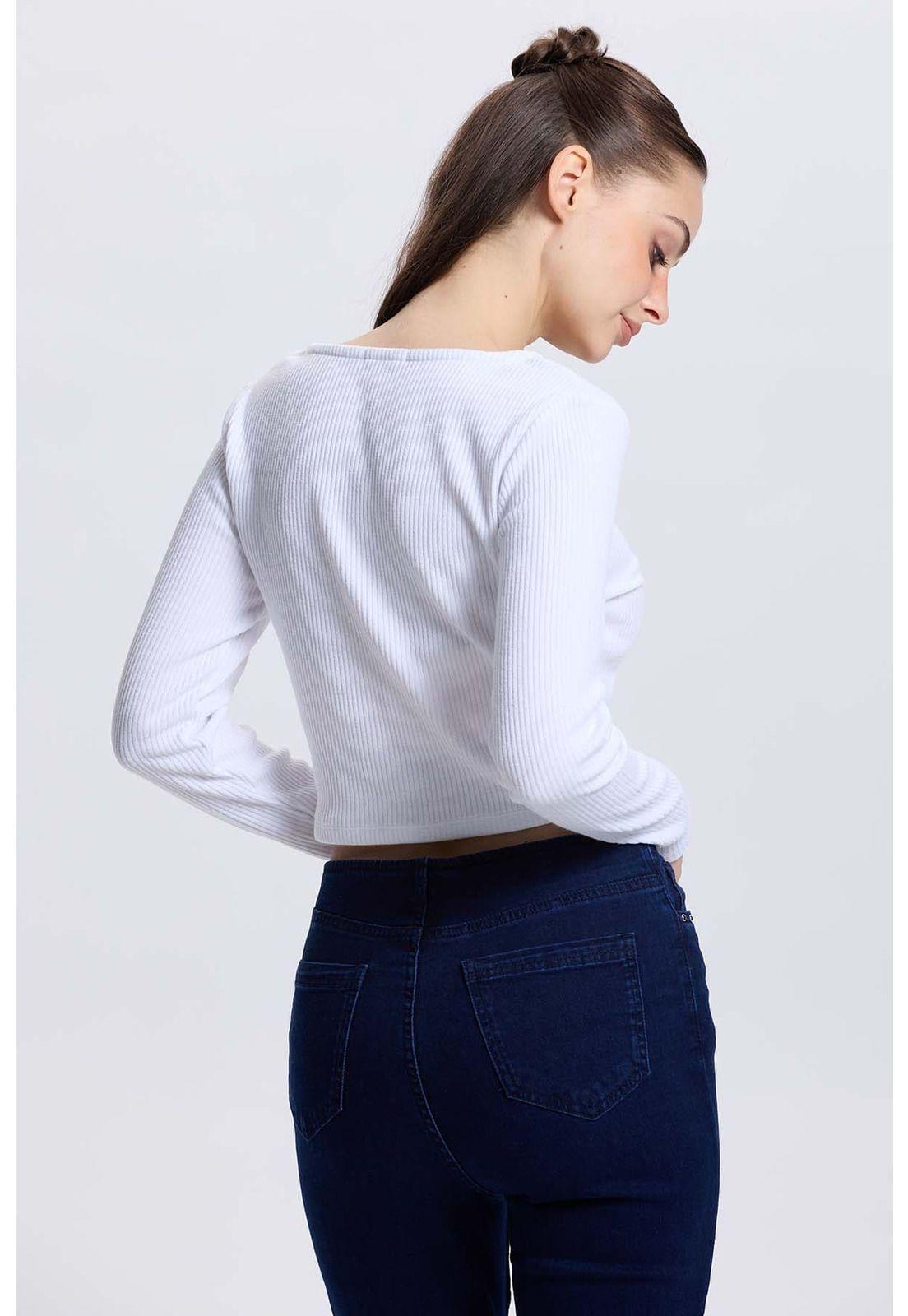 Sweater Mujer Botones Blanco-2