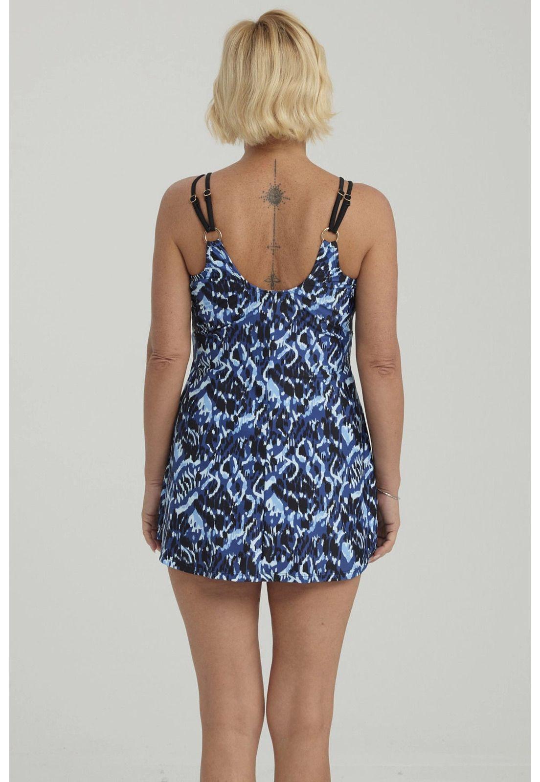 Traje De Baño Mujer Vestido Apertura Negro / Blanco-2