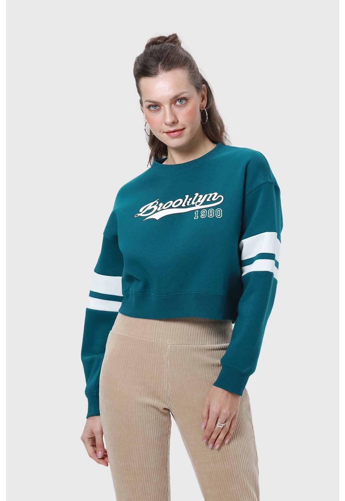 Polerón Mujer Crop Verde-0