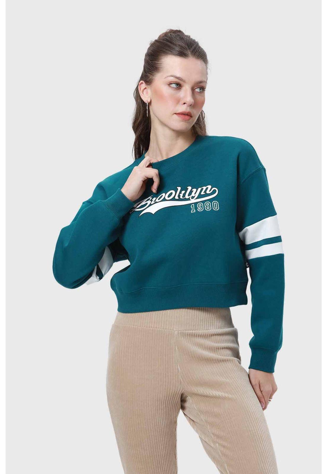 Polerón Mujer Crop Verde-1