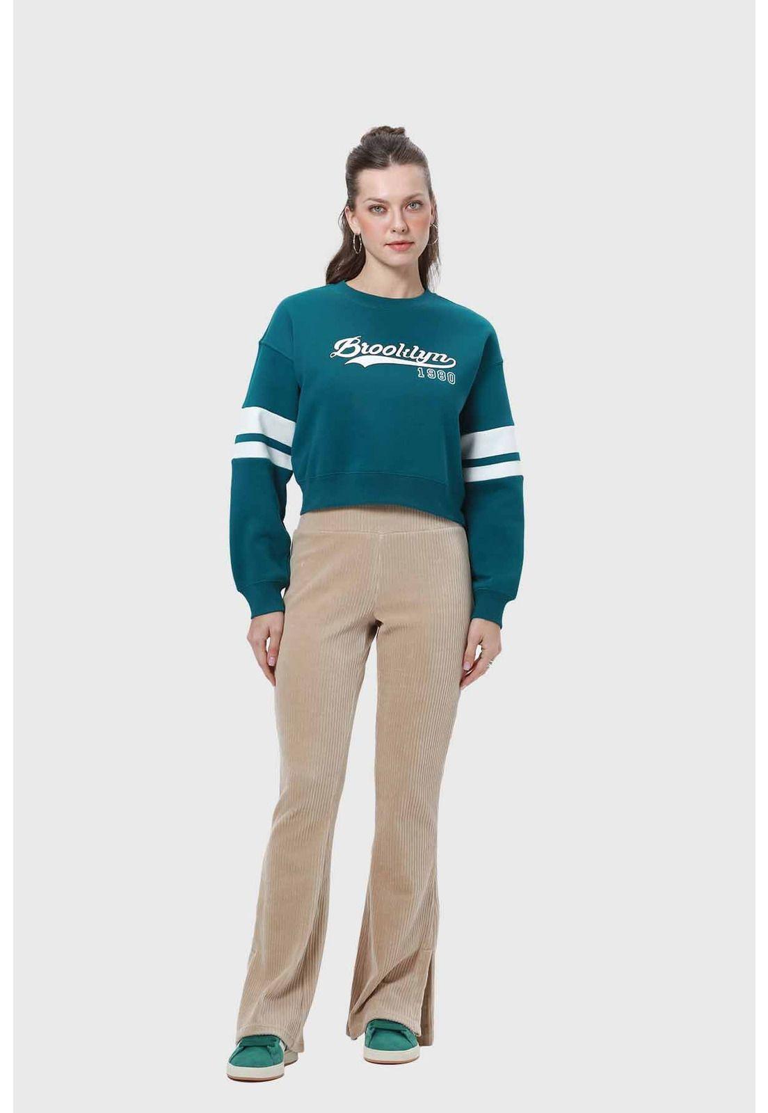 Polerón Mujer Crop Verde-3