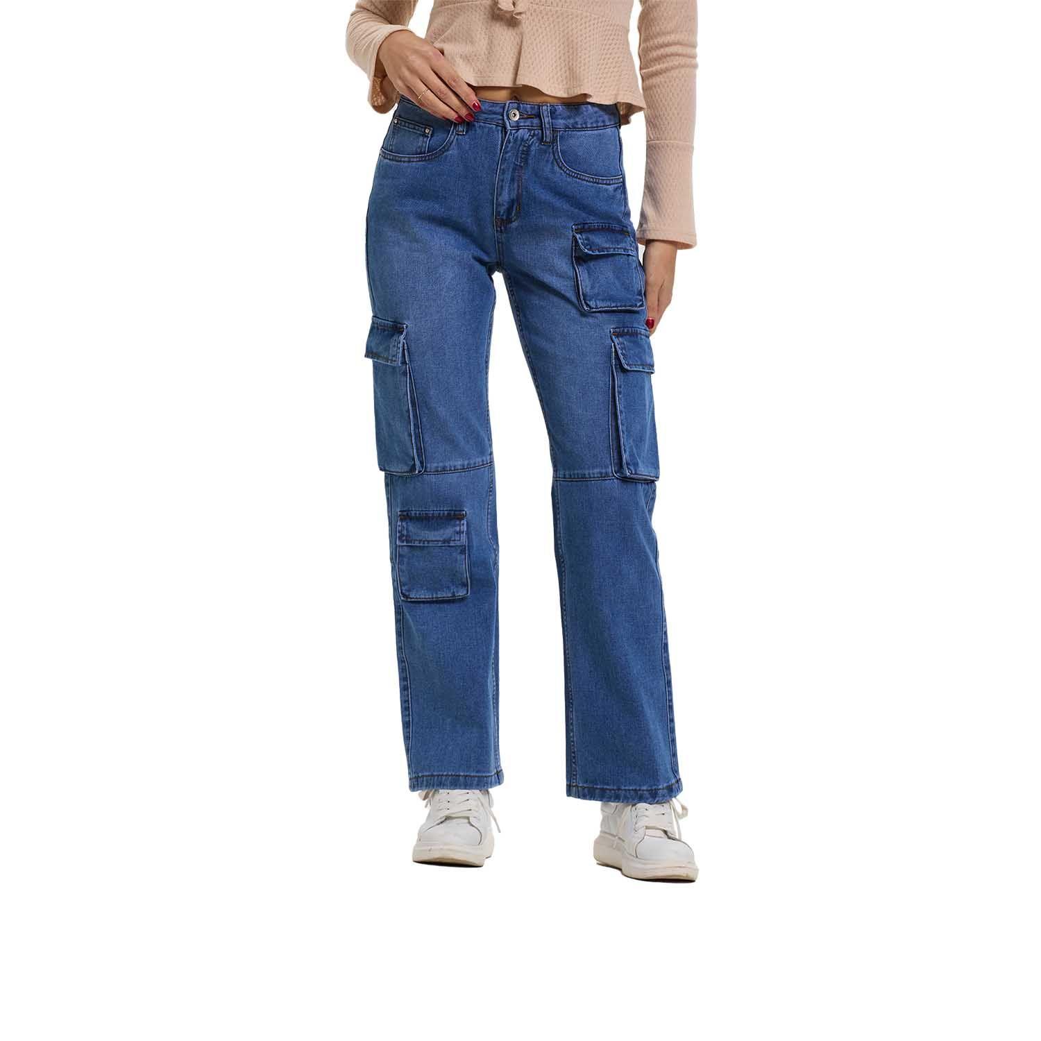 Jeans Mujer Calce Recto Cargo Cafe Fashion's Park-0