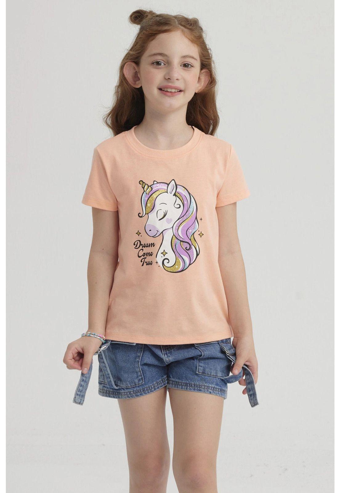 Polera Niña Básica Estampada Salmón-0