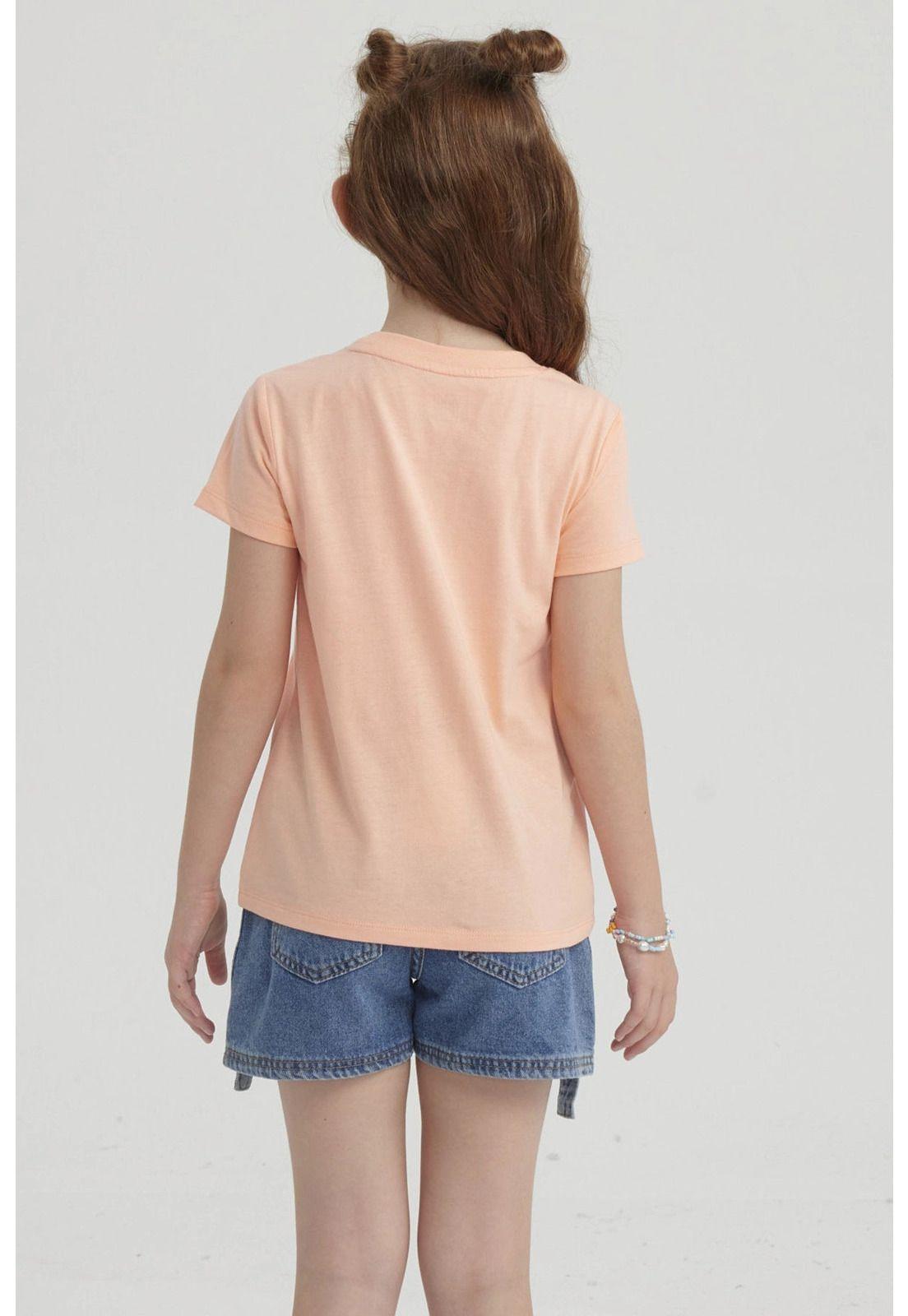 Polera Niña Básica Estampada Salmón-2
