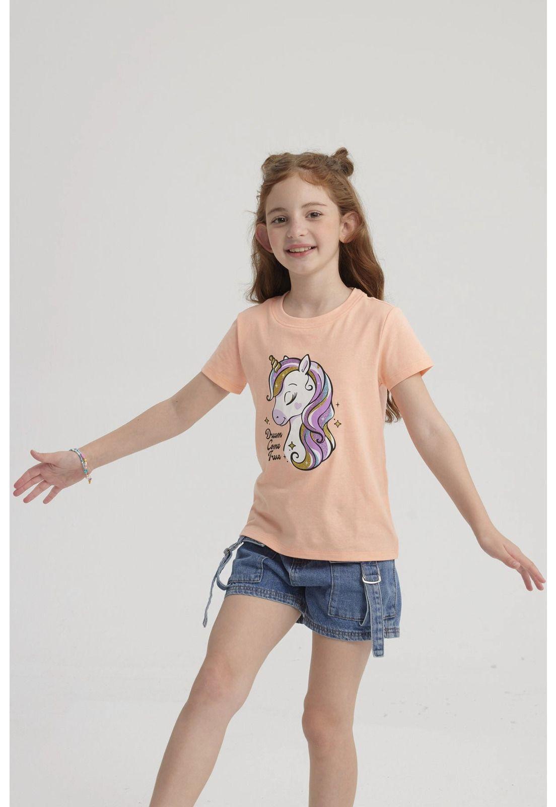 Polera Niña Básica Estampada Salmón-3