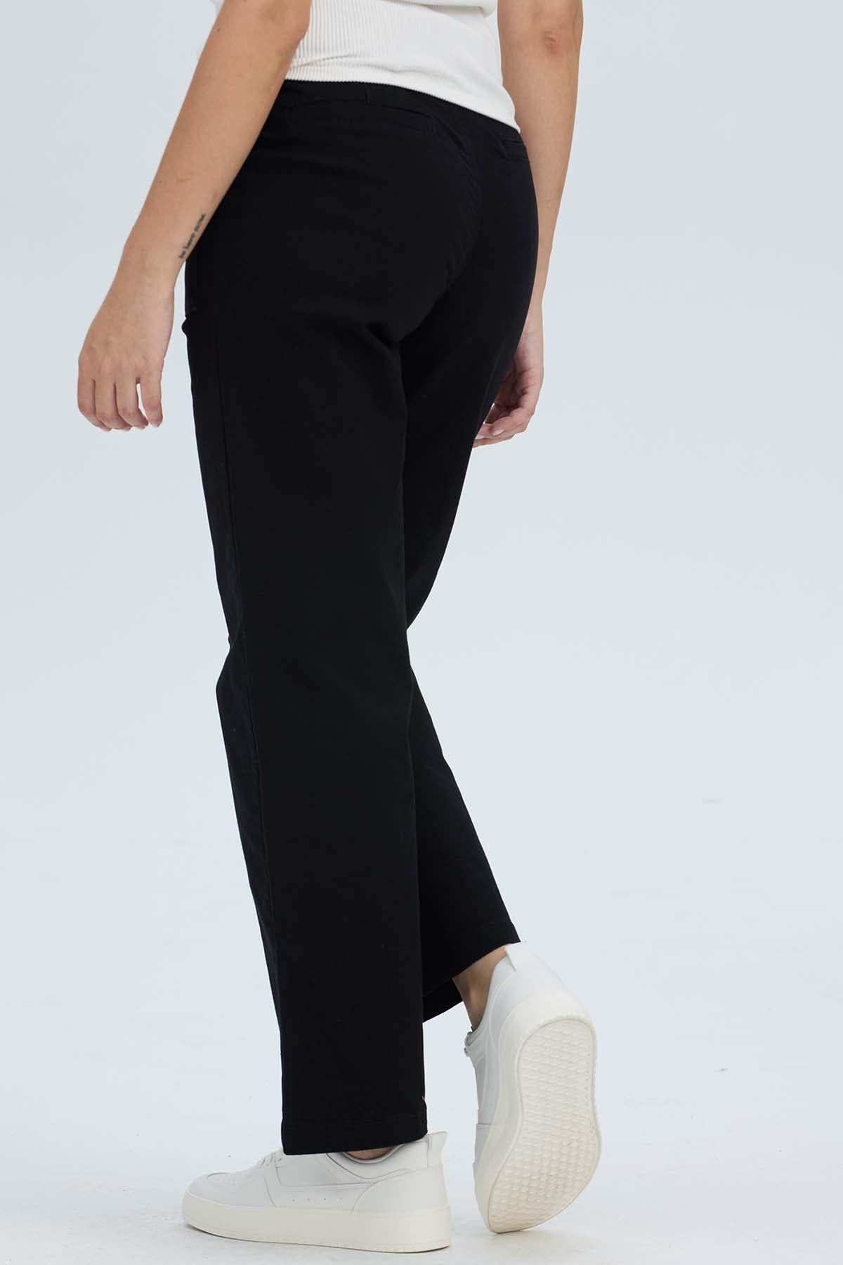 Pantalón Mujer Con Cinturón Y Bolsillos Negro-2