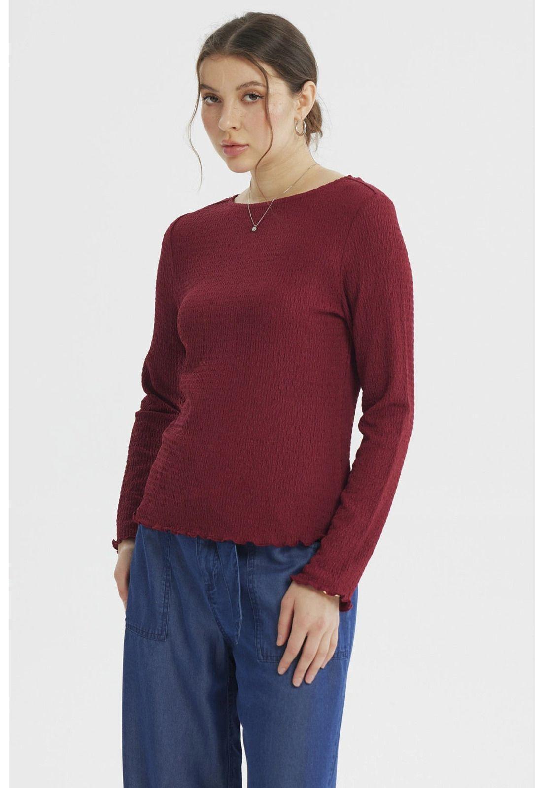 Polera Mujer Textura Burdeo-1