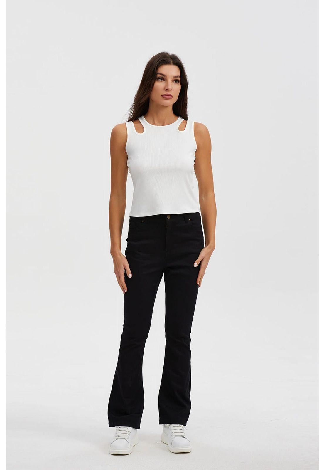 Pantalón Mujer Wide Leg Negro-3