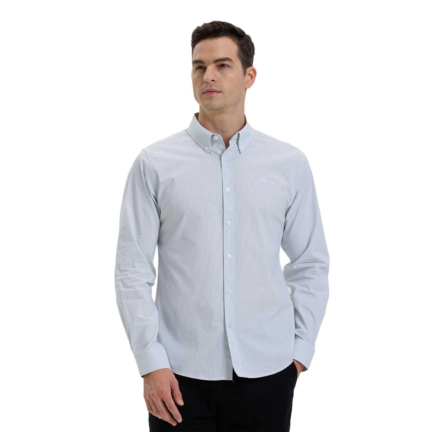 Camisa Hombre Slim Fit Rayas Verde-0