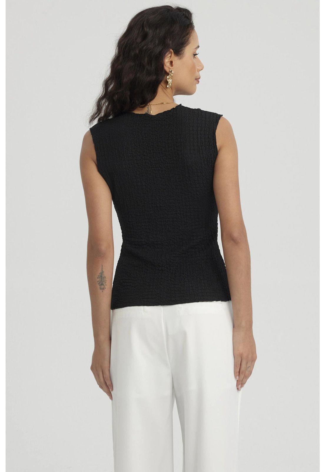 Polera Mujer Texturizada Negro - ll-2