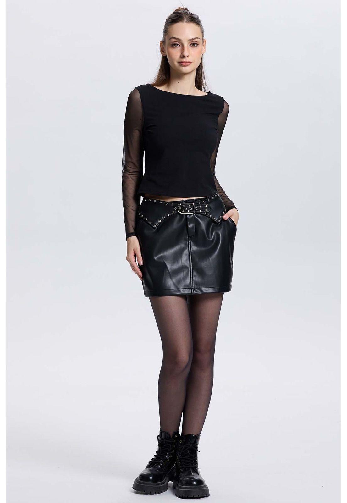 Falda Mujer Cinturón Negro-3