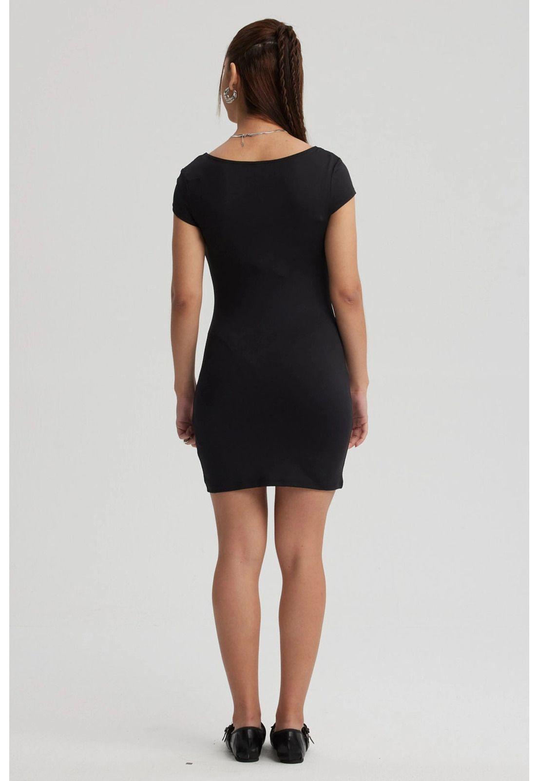 Vestido Mujer Escote Cuadrado Negro-2