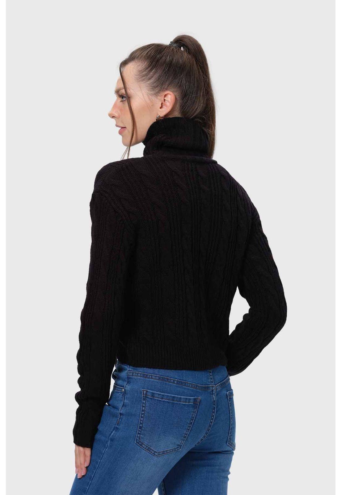 Sweater Mujer Trenzado Negro - ll-2