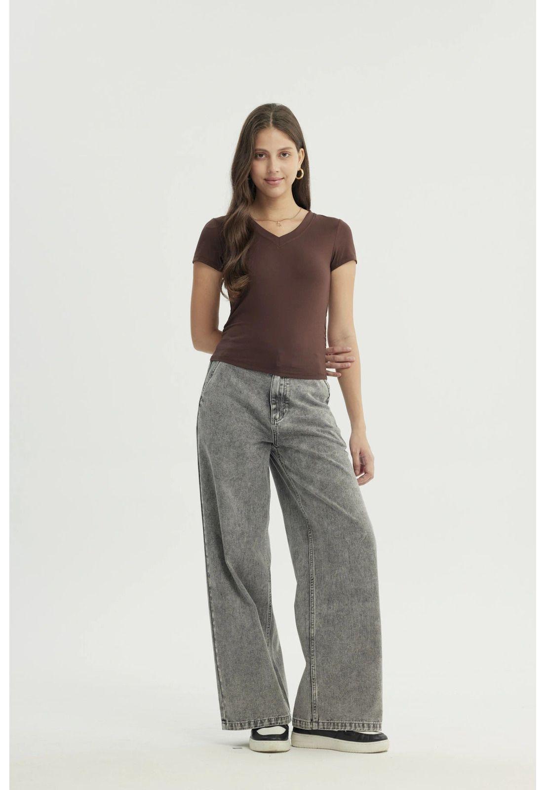 Polera Mujer Slim Fit Café-3