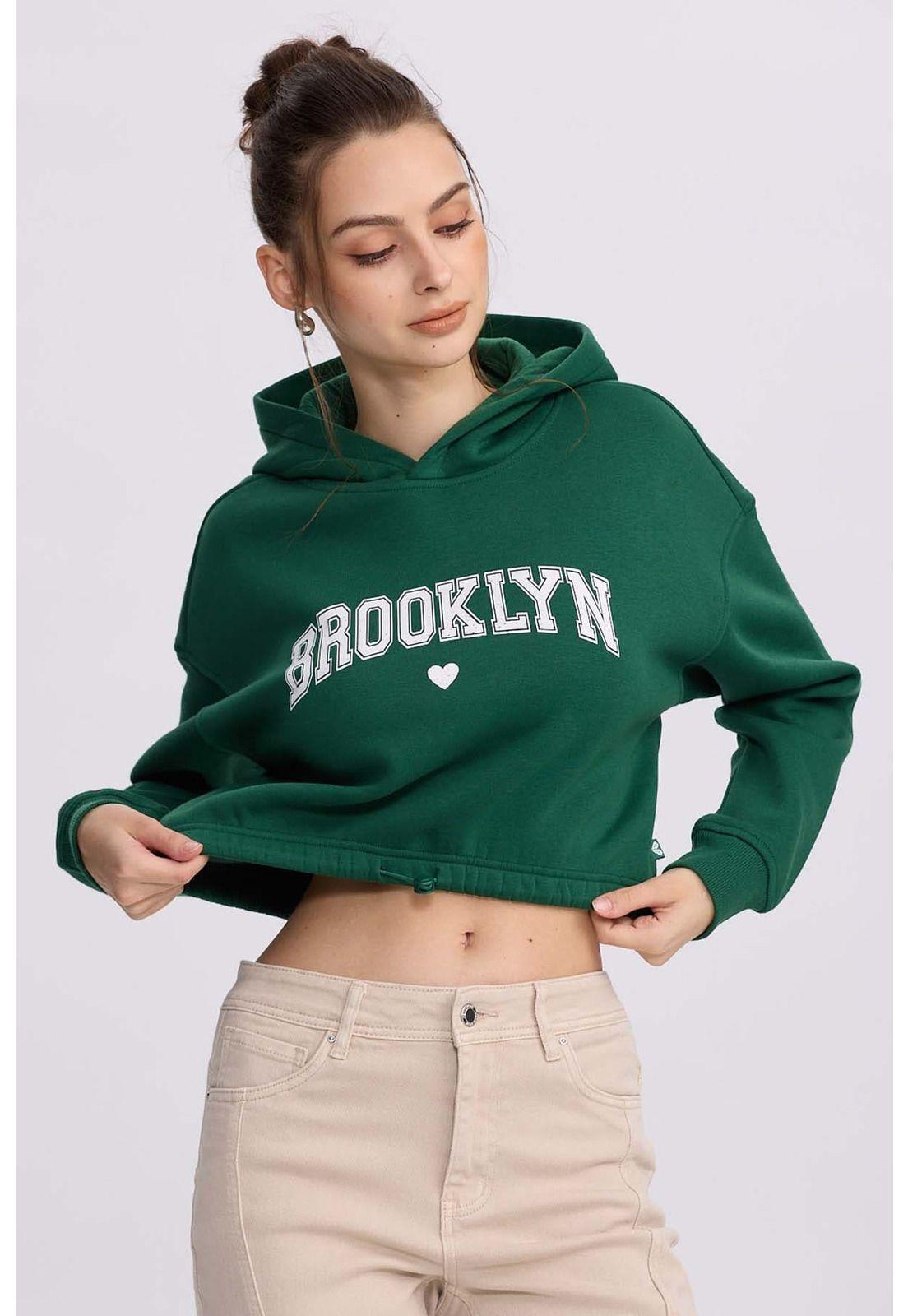 Polerón Mujer Cropped Verde Esmeralda-0