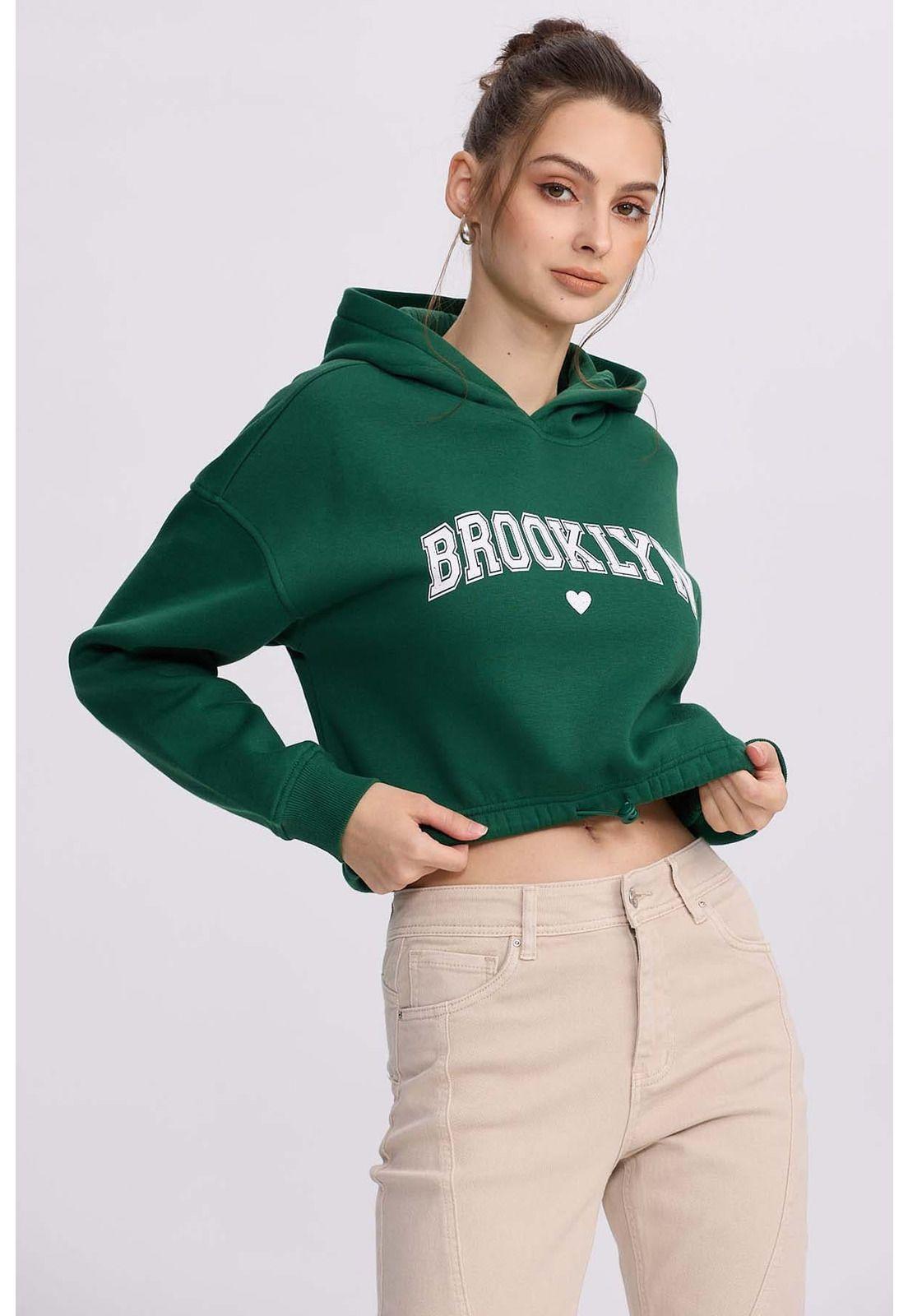 Polerón Mujer Cropped Verde Esmeralda-1