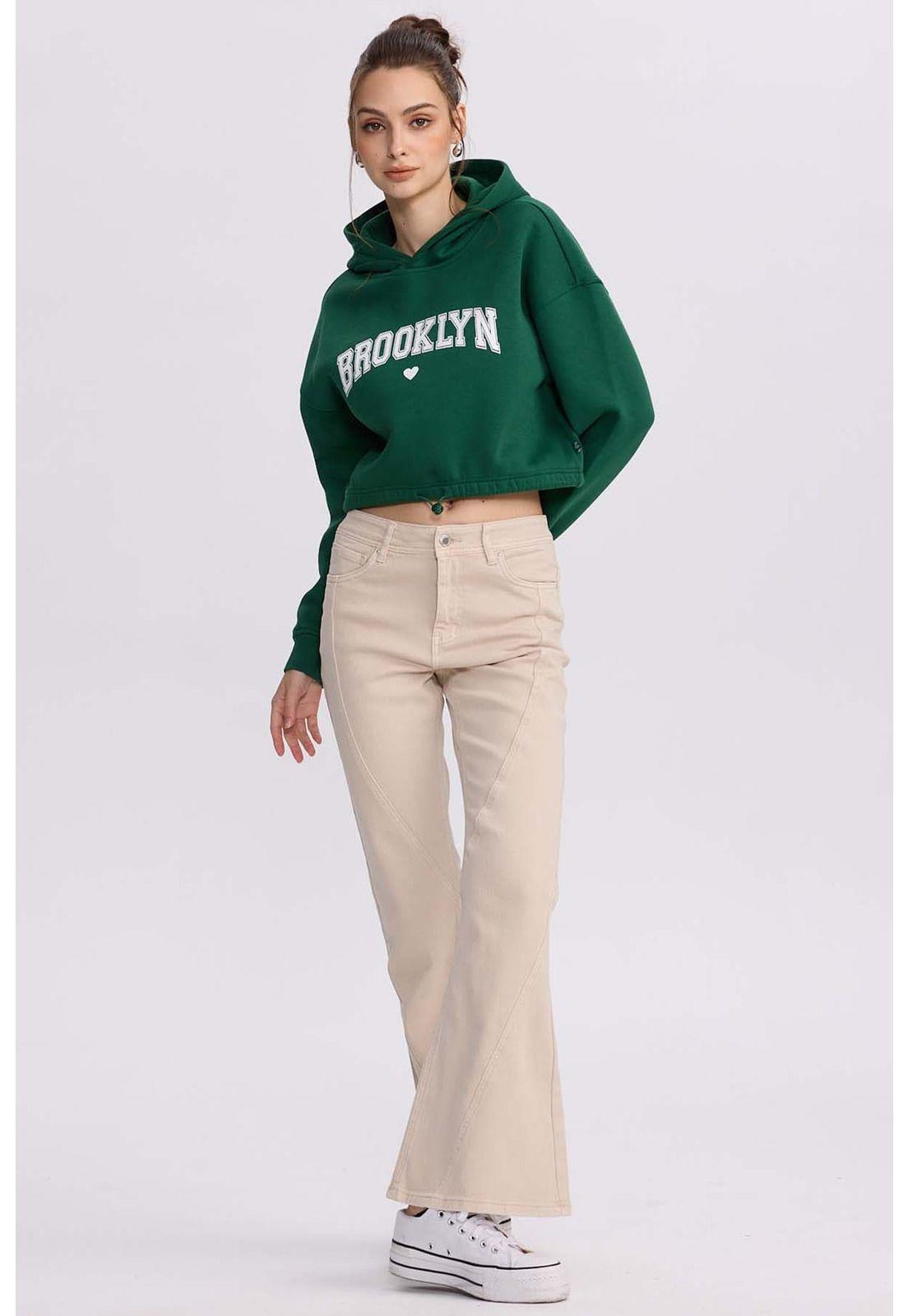 Polerón Mujer Cropped Verde Esmeralda-3