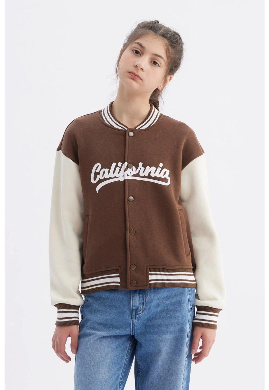 Chaqueta Niña Bomber Café-0