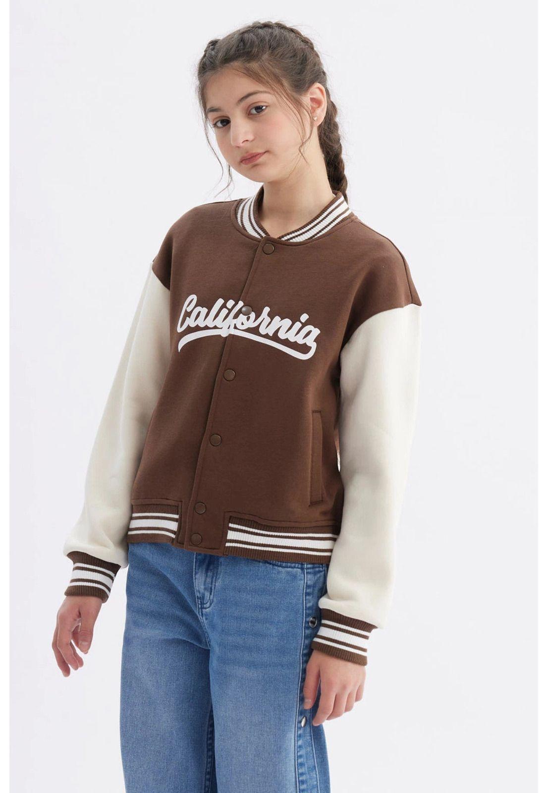 Chaqueta Niña Bomber Café-1