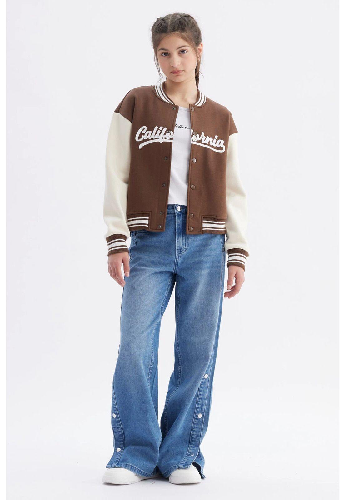 Chaqueta Niña Bomber Café-3