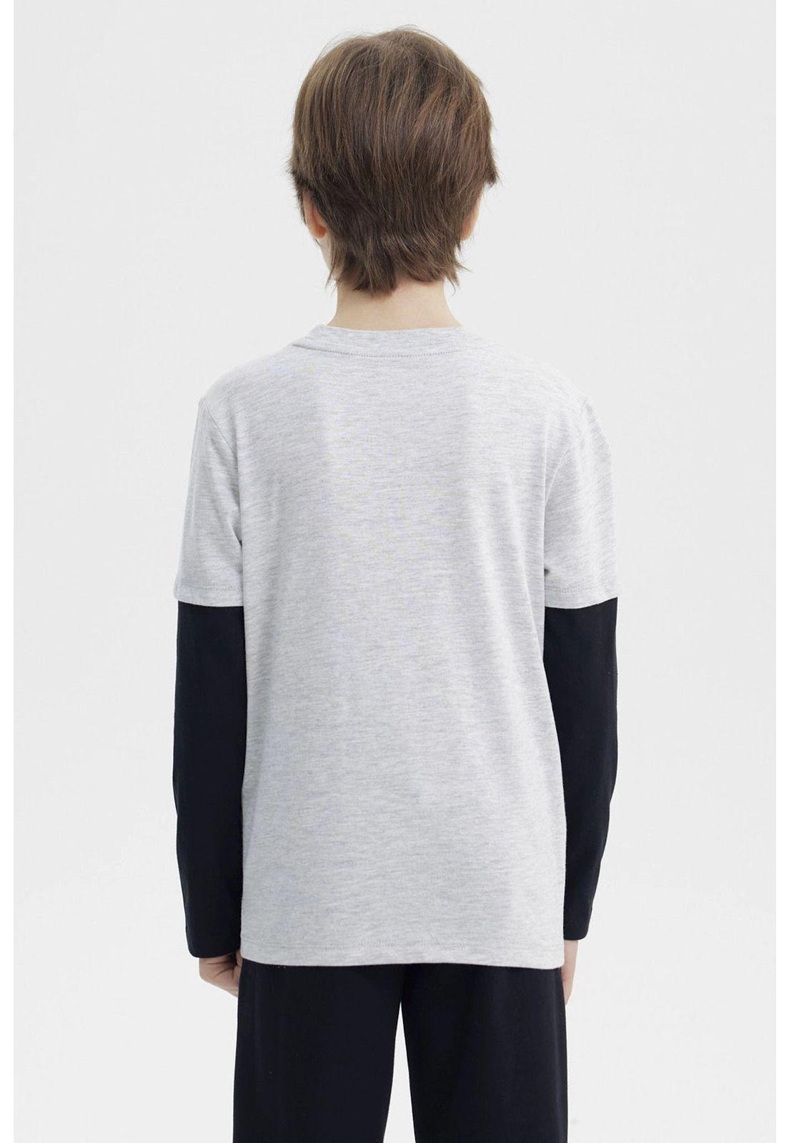 Polera Niño Básica Print Gris Melange Claro - ll-2