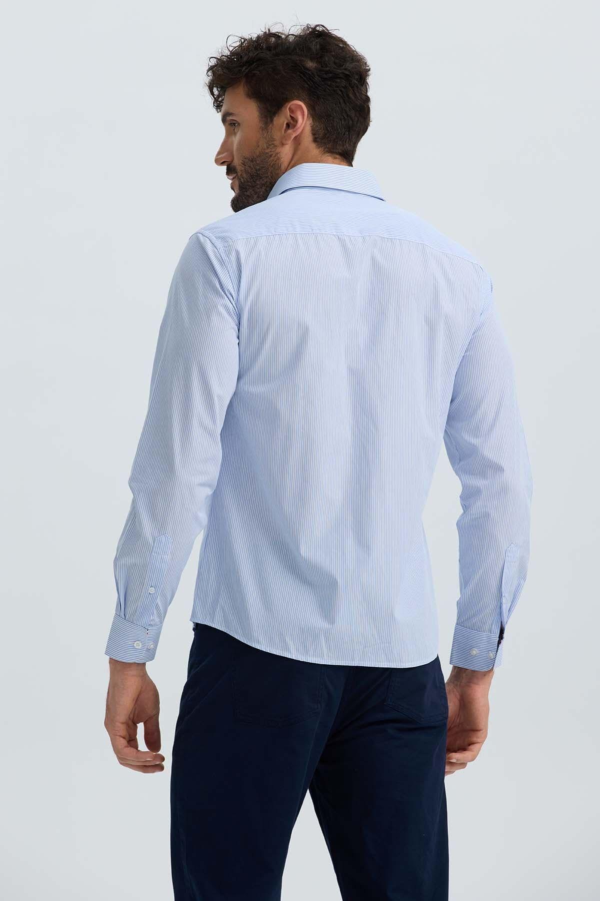 Camisa Hombre Rayas Celeste-2
