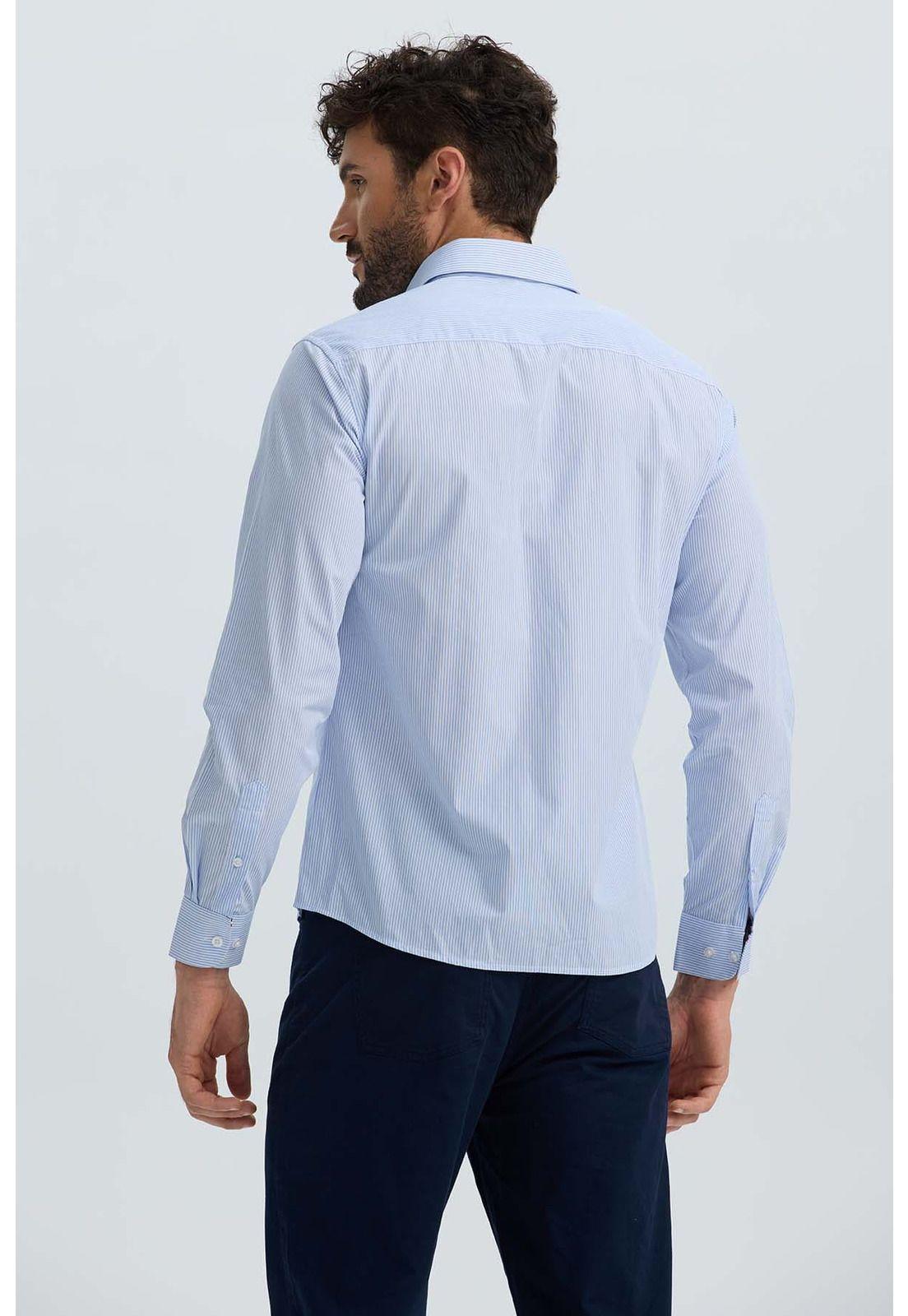 Camisa Hombre Rayas Celeste-2