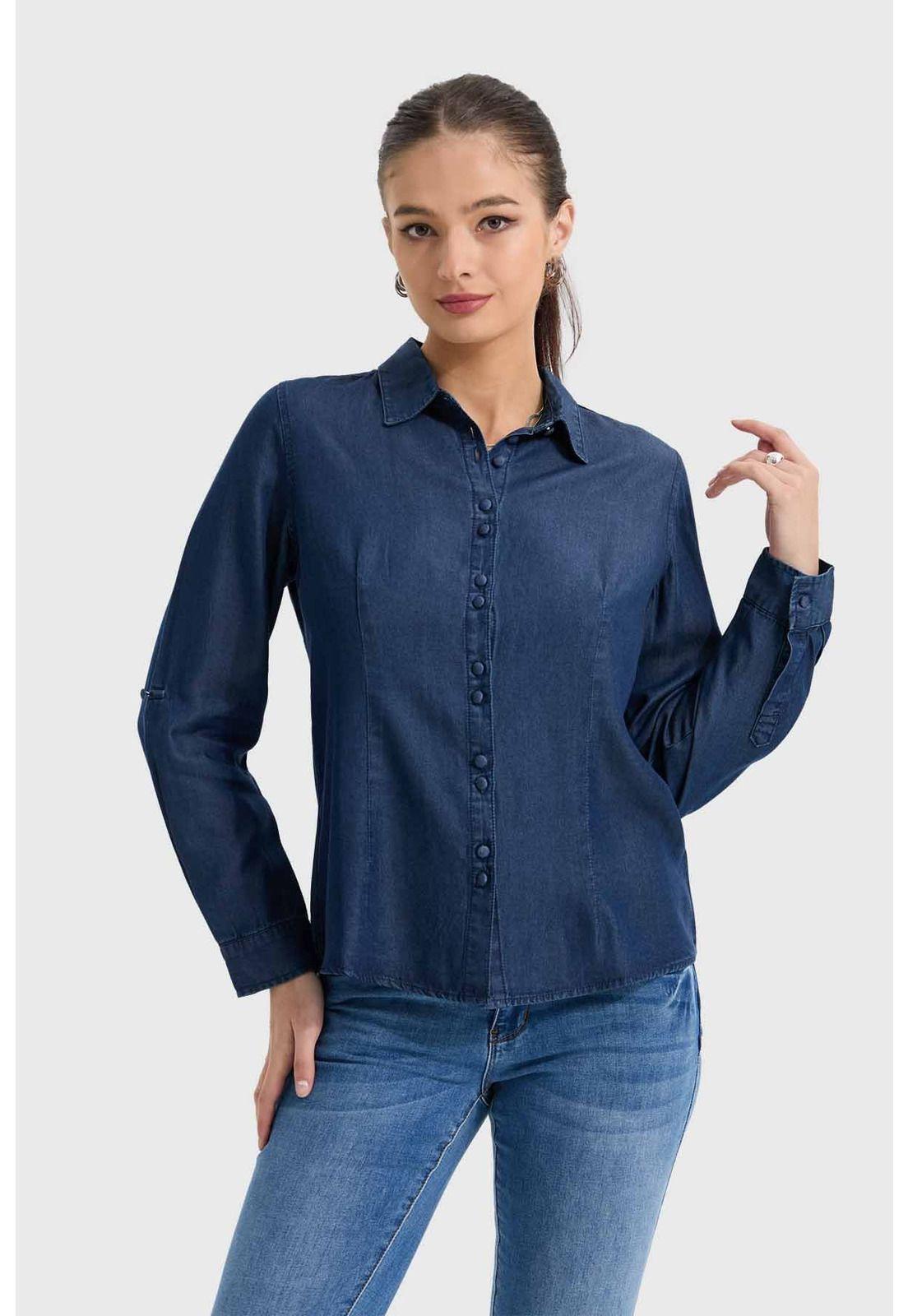 Blusa Mujer Entallada Azul-0