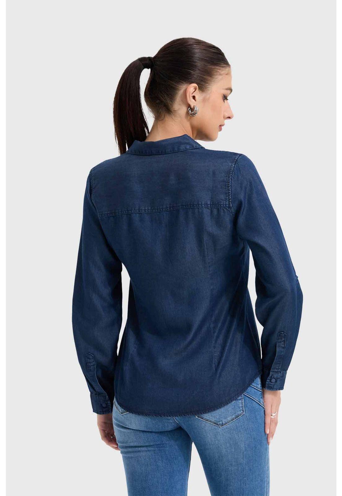 Blusa Mujer Entallada Azul-2