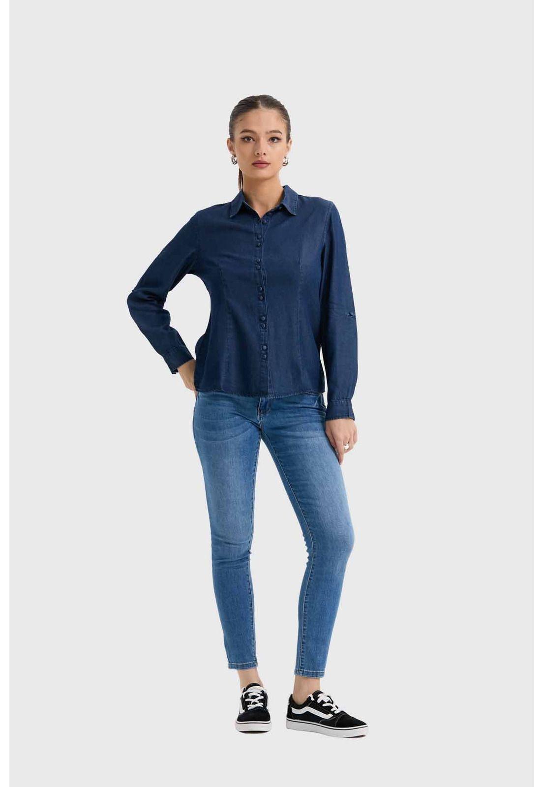 Blusa Mujer Entallada Azul-3