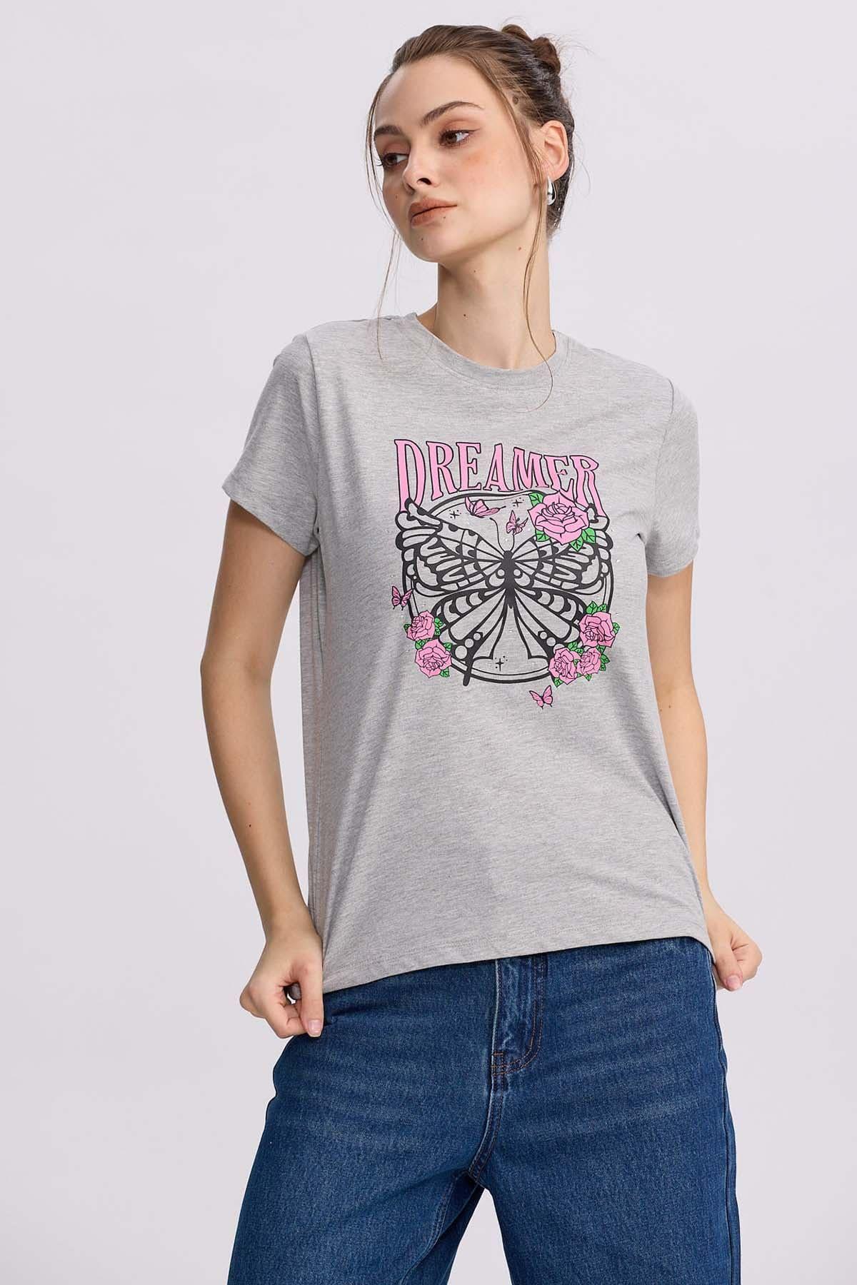Polera Mujer Básica Print Gris Melange-1