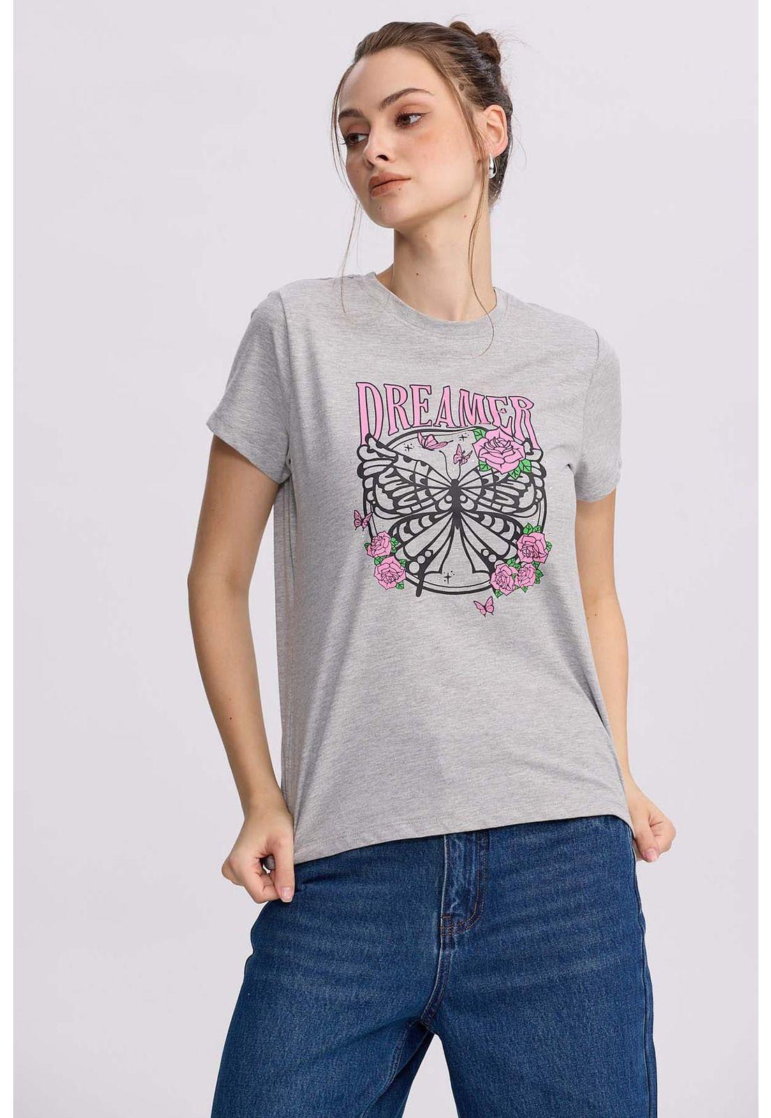 Polera Mujer Básica Print Gris Melange-1