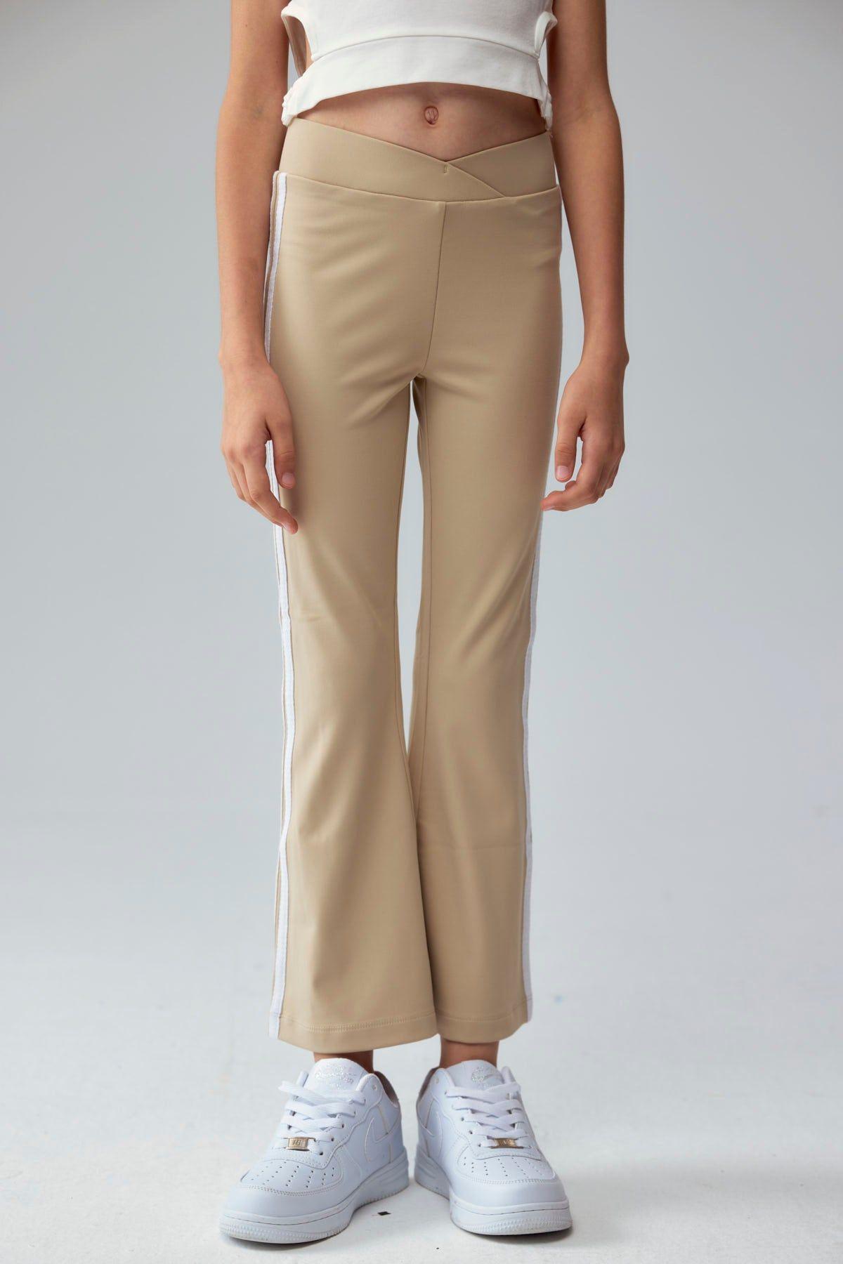 Calza Niña Flare Con Pretina Beige-0