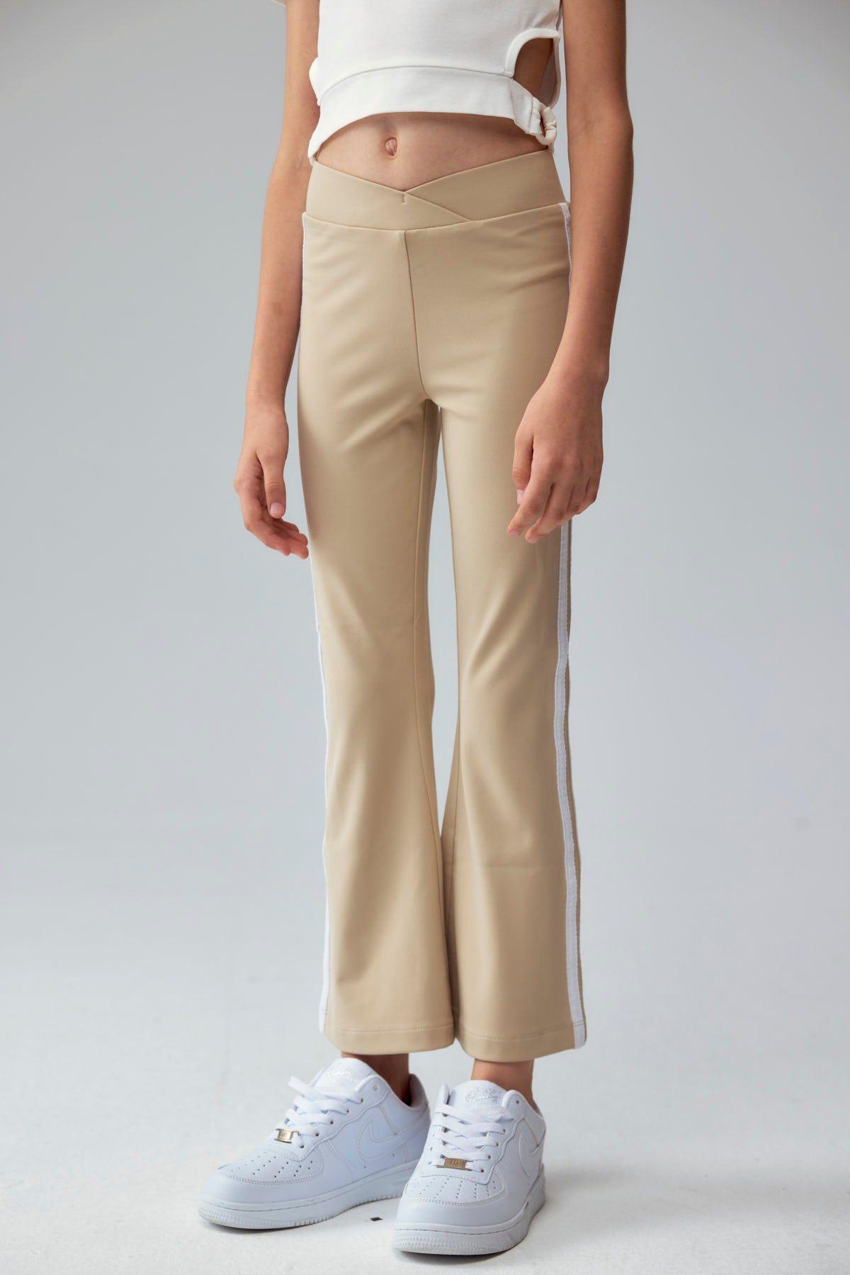 Calza Niña Flare Con Pretina Beige-1