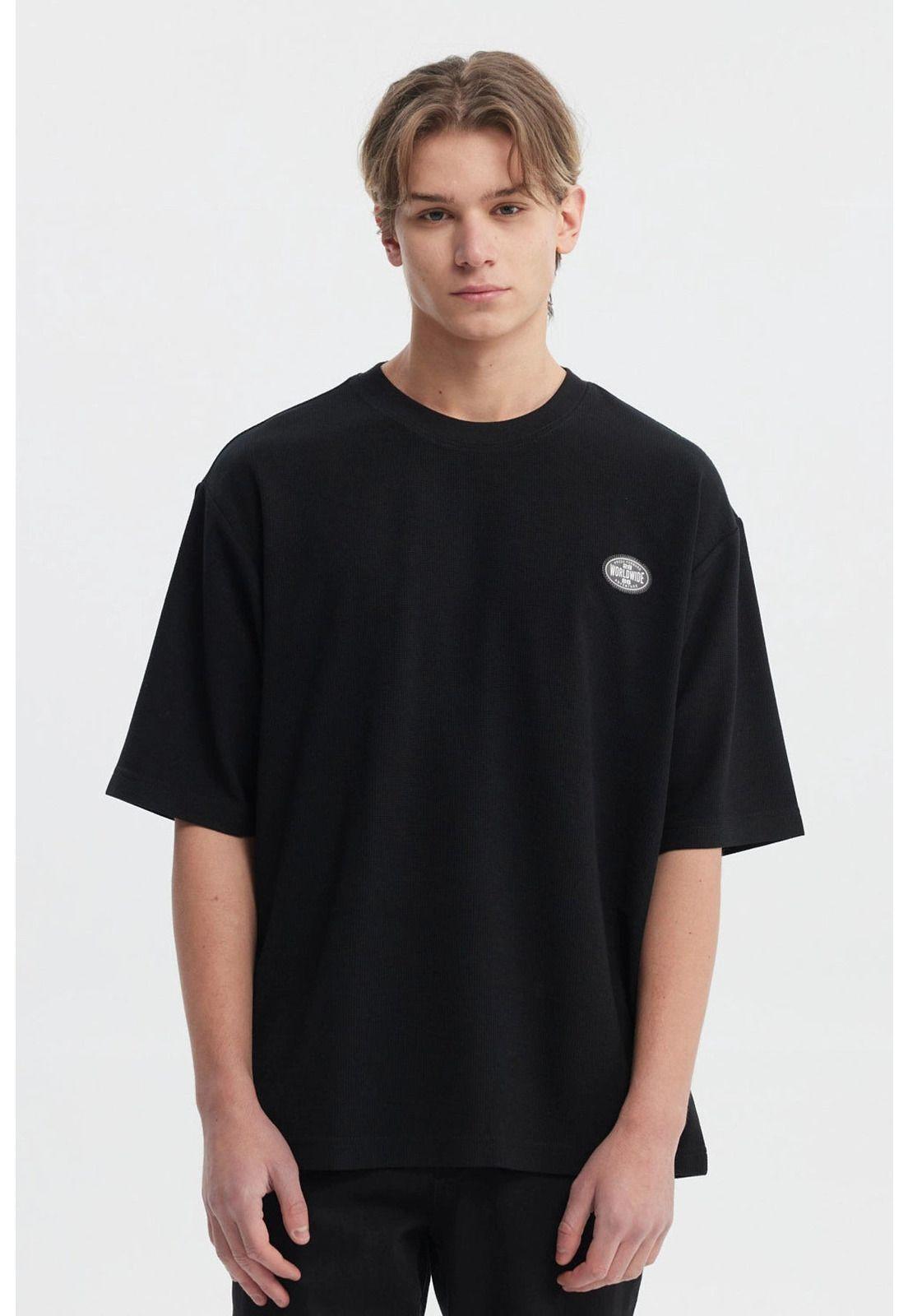 Polera Hombre Waffle Label Negro-0