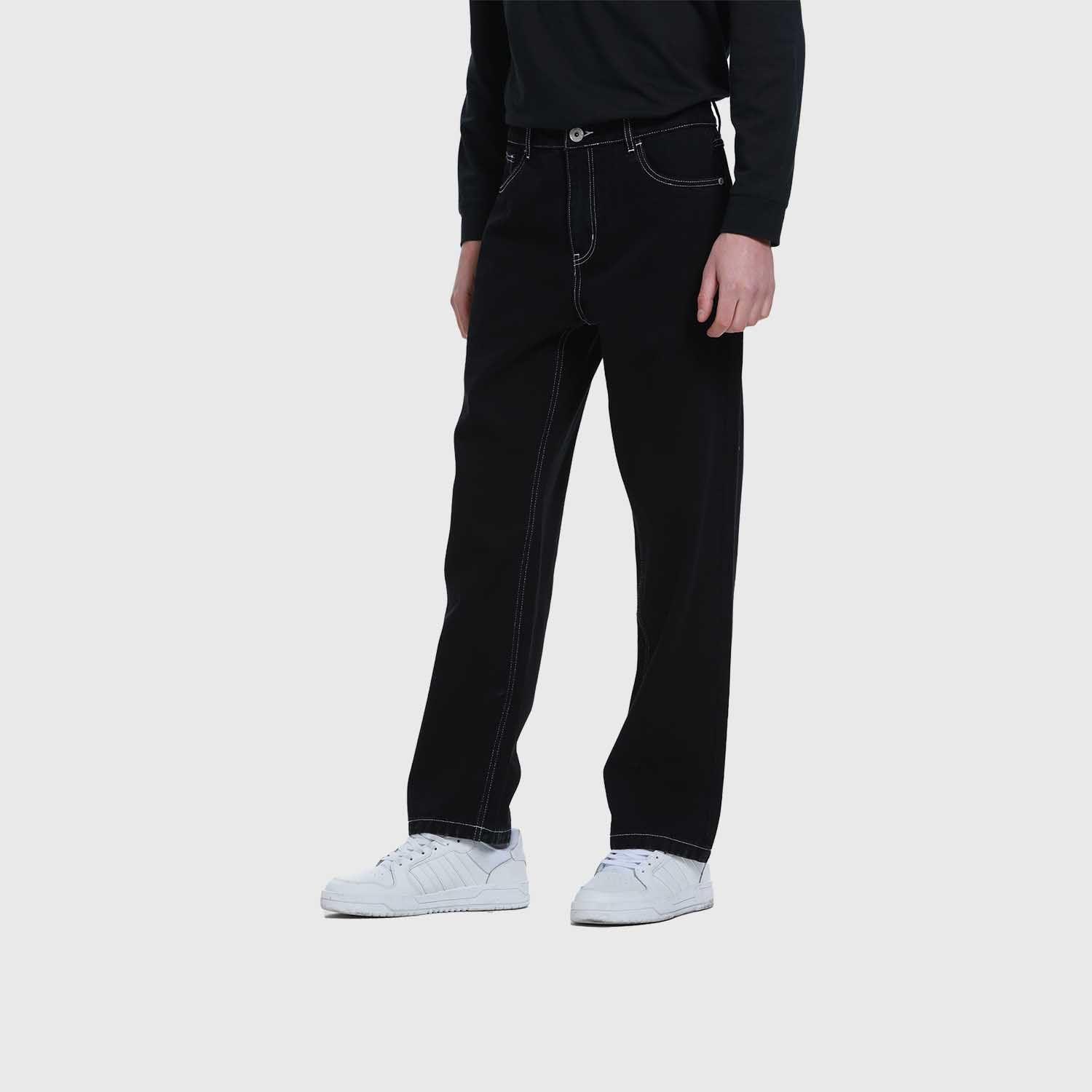 Jeans Hombre Wide Leg Costura Negro-1