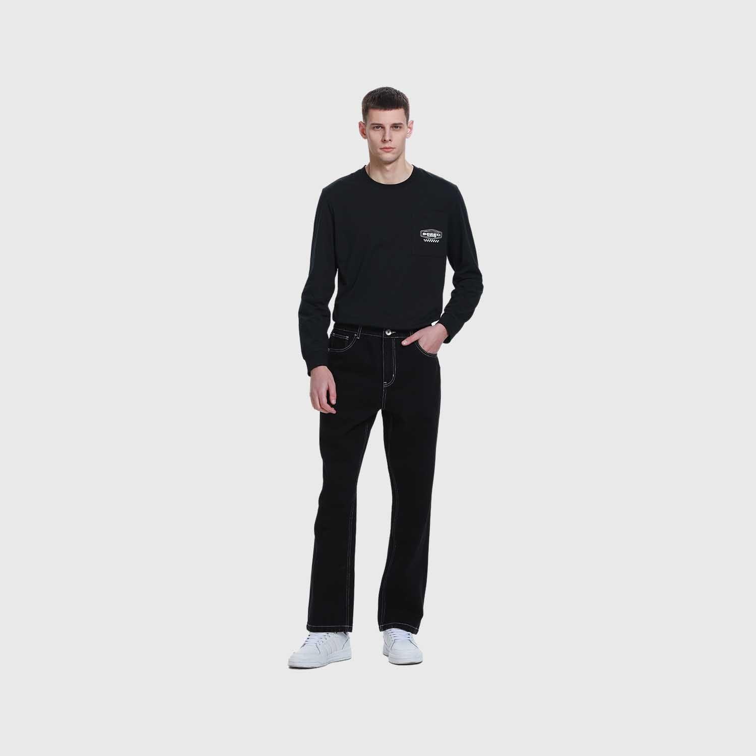 Jeans Hombre Wide Leg Costura Negro-3