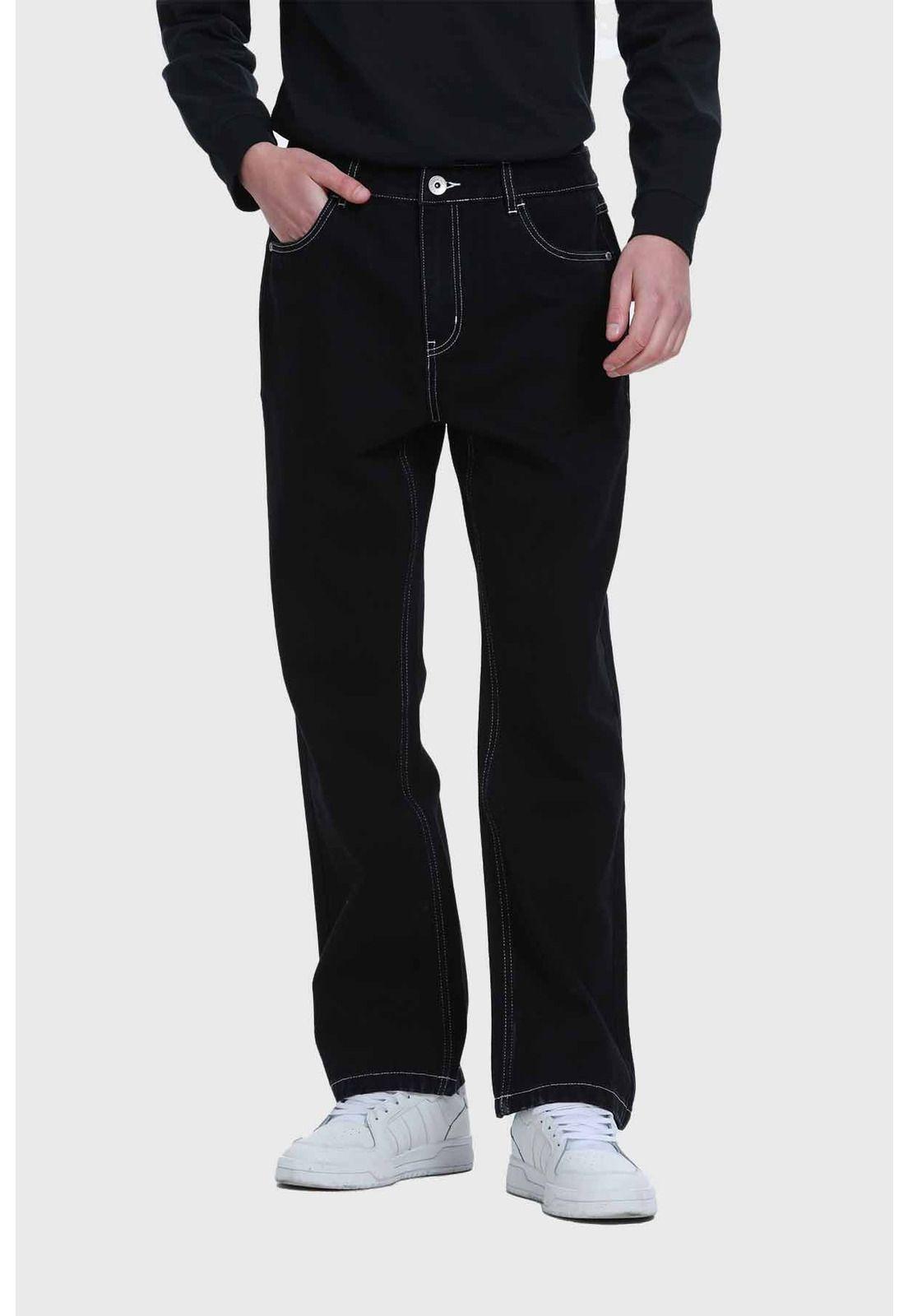 Jeans Hombre Wide Leg Costura Negro-0
