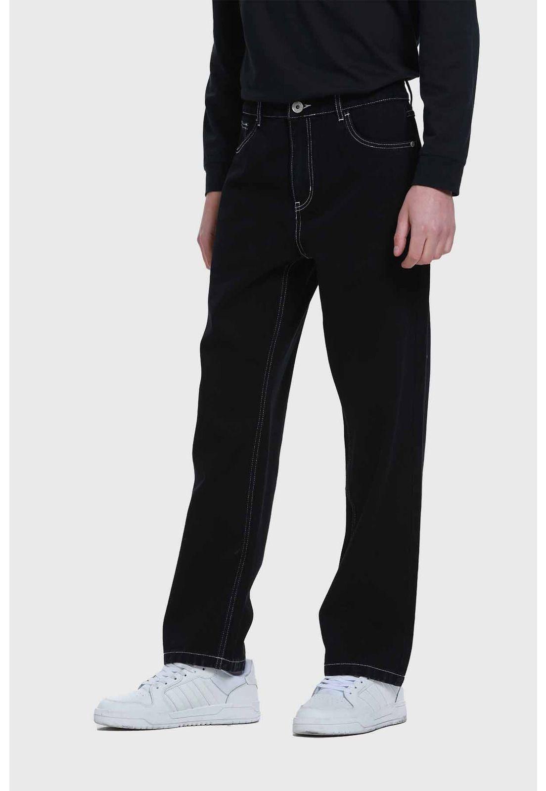 Jeans Hombre Wide Leg Costura Negro-1