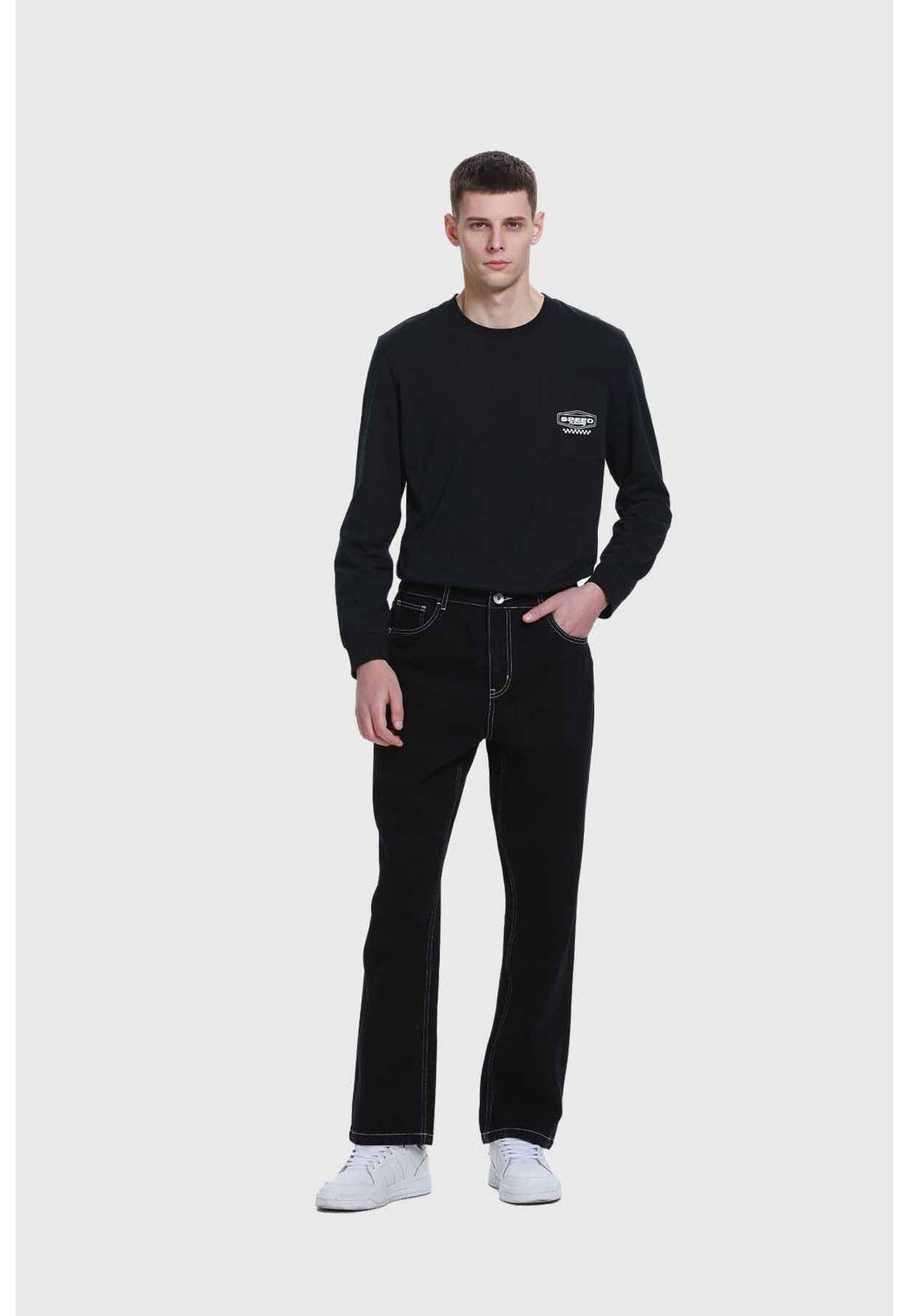 Jeans Hombre Wide Leg Costura Negro-3