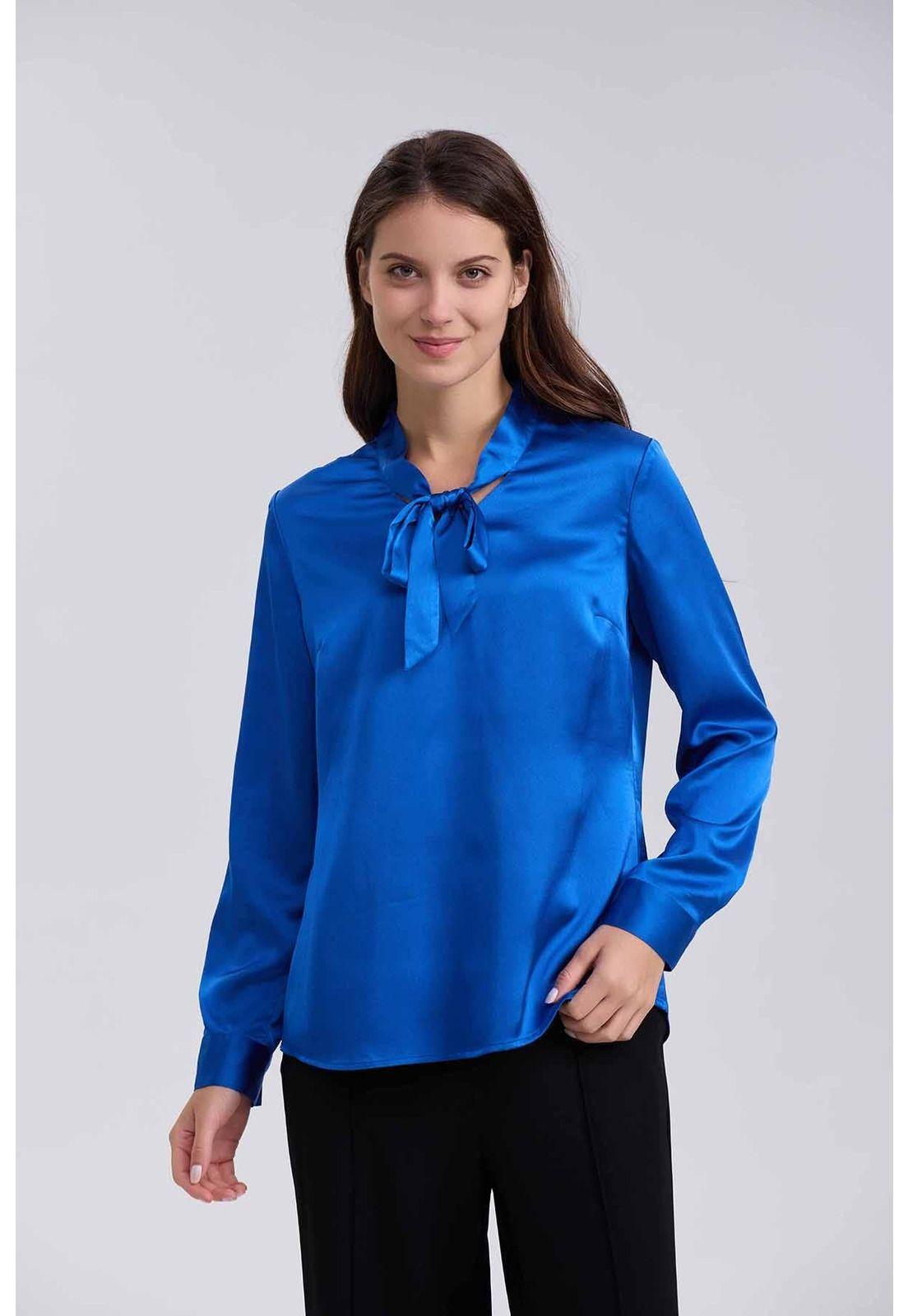 Blusa Mujer Con Lazo Azul-0