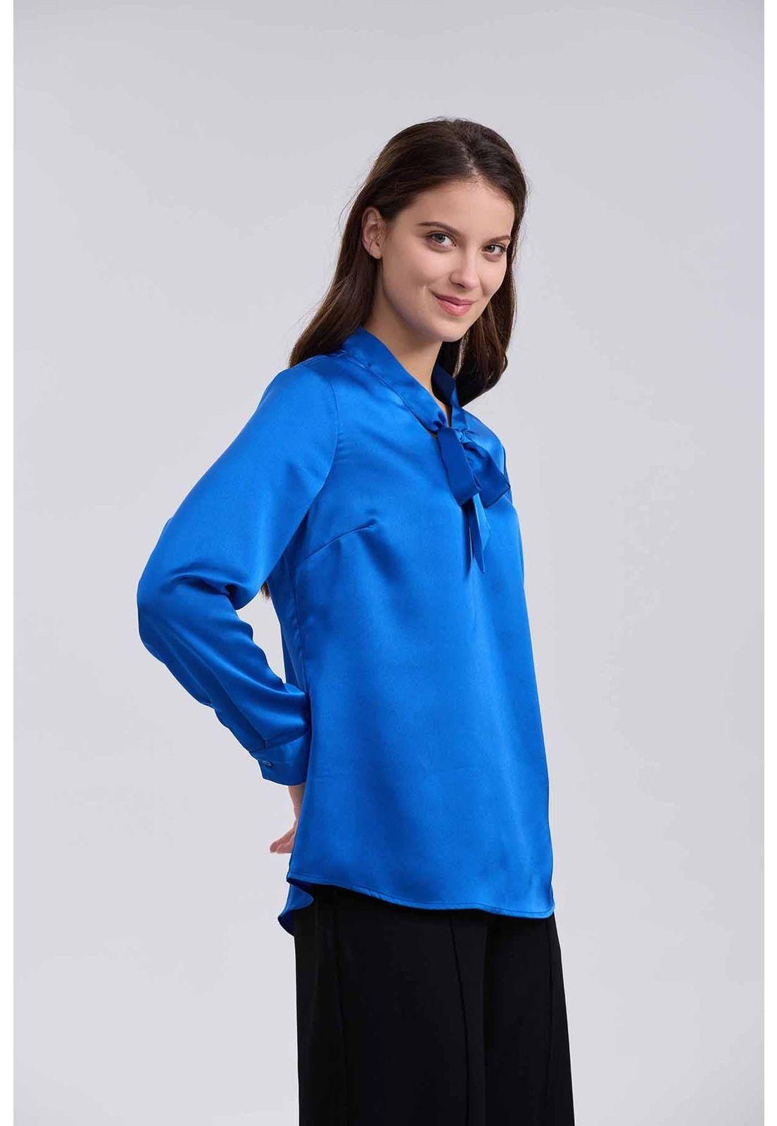 Blusa Mujer Con Lazo Azul-1
