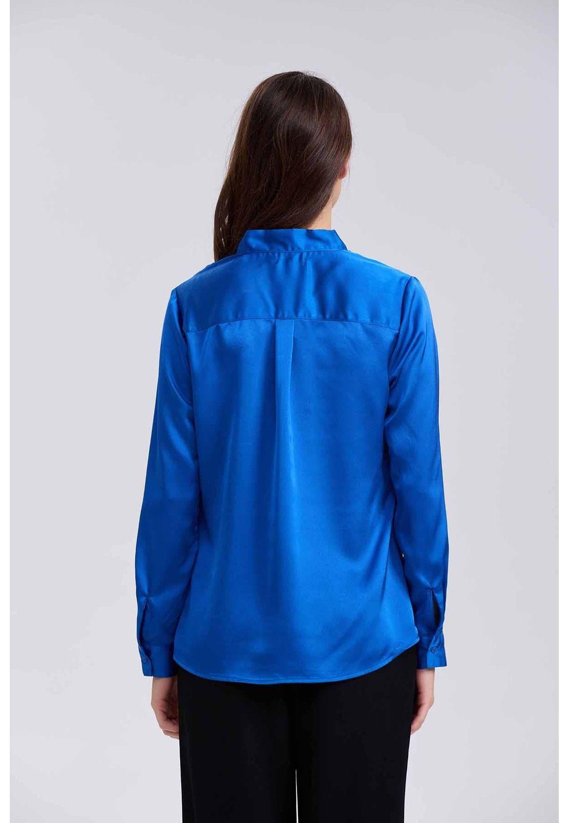 Blusa Mujer Con Lazo Azul-2