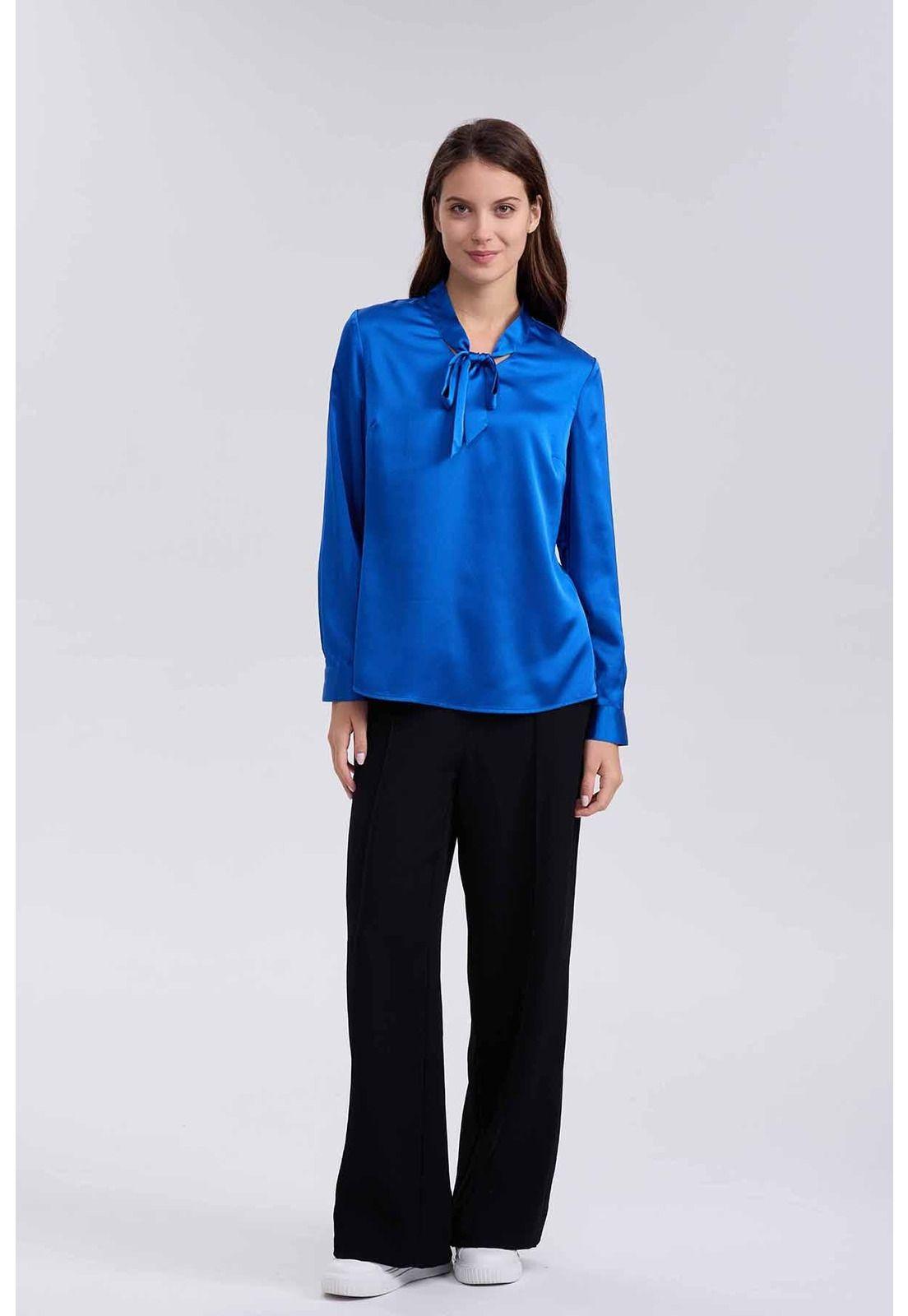 Blusa Mujer Con Lazo Azul-3