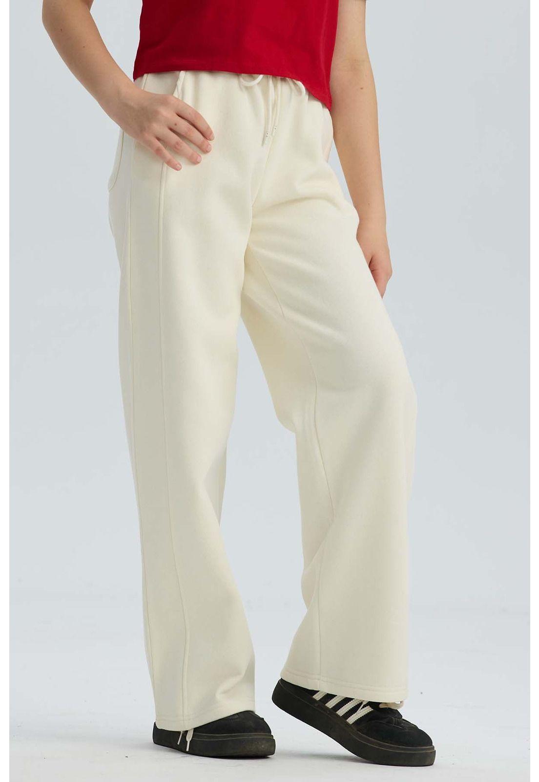 Pantalón Buzo Niña Wide Leg Beige-2
